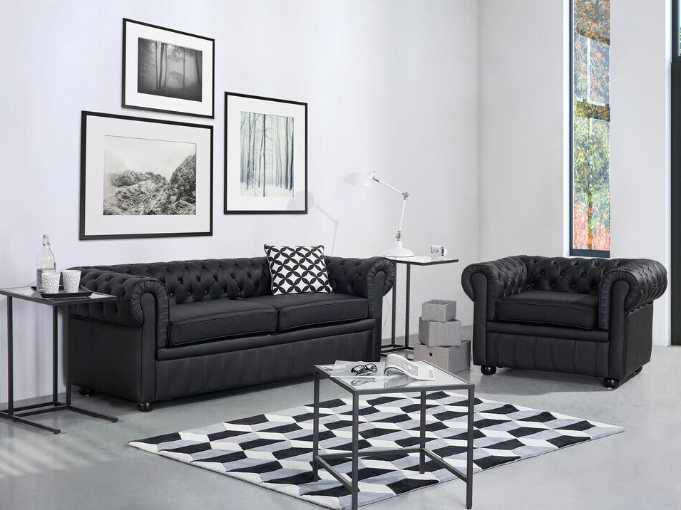 Chesterfield pehme mööbli komplekt Cirdoro 112 (Must)