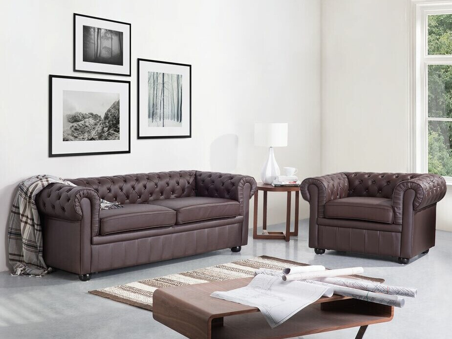 Chesterfield pehme mööbli komplekt Cirdoro 112 (Tumepruun)