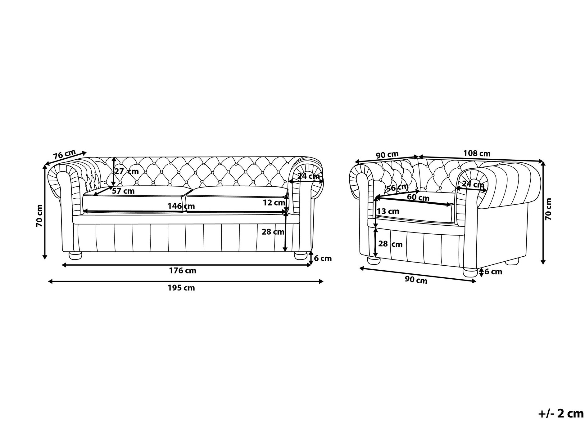 Chesterfield pehme mööbli komplekt Cirdoro 112 (Tumepruun)