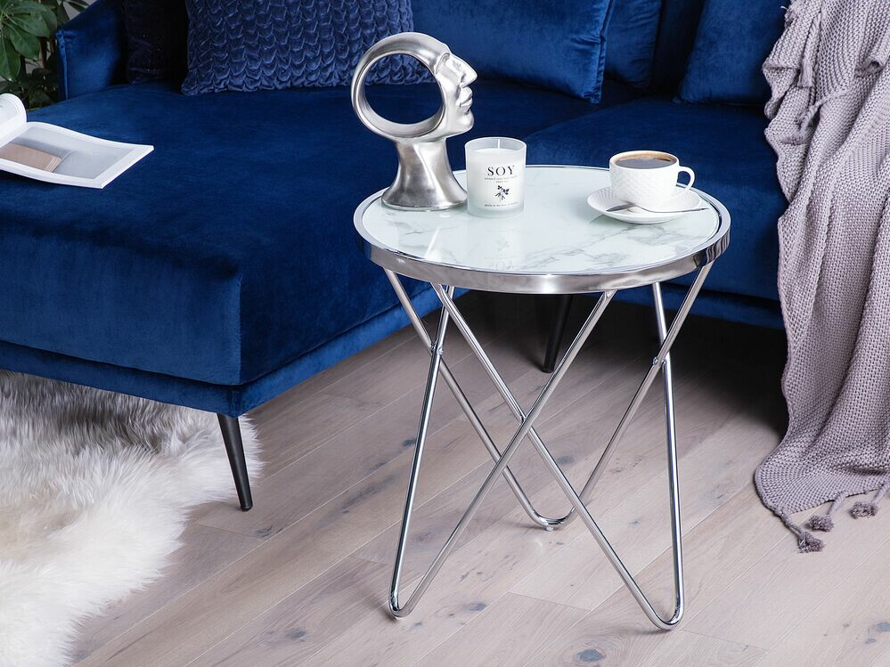 Külglaud Berwyn 985 (Valge marmor + Hõbedane)