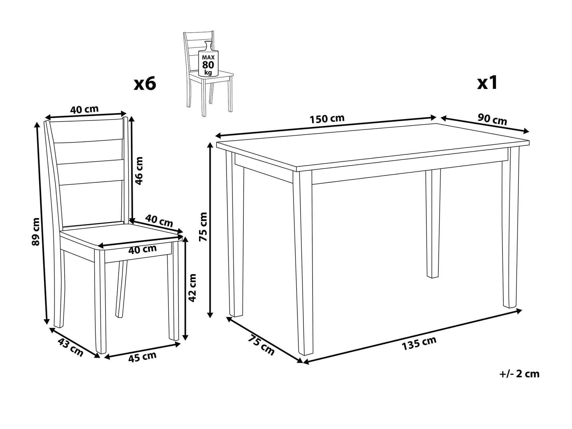 Söögitoakomplekt Berwyn 2078 (Must)