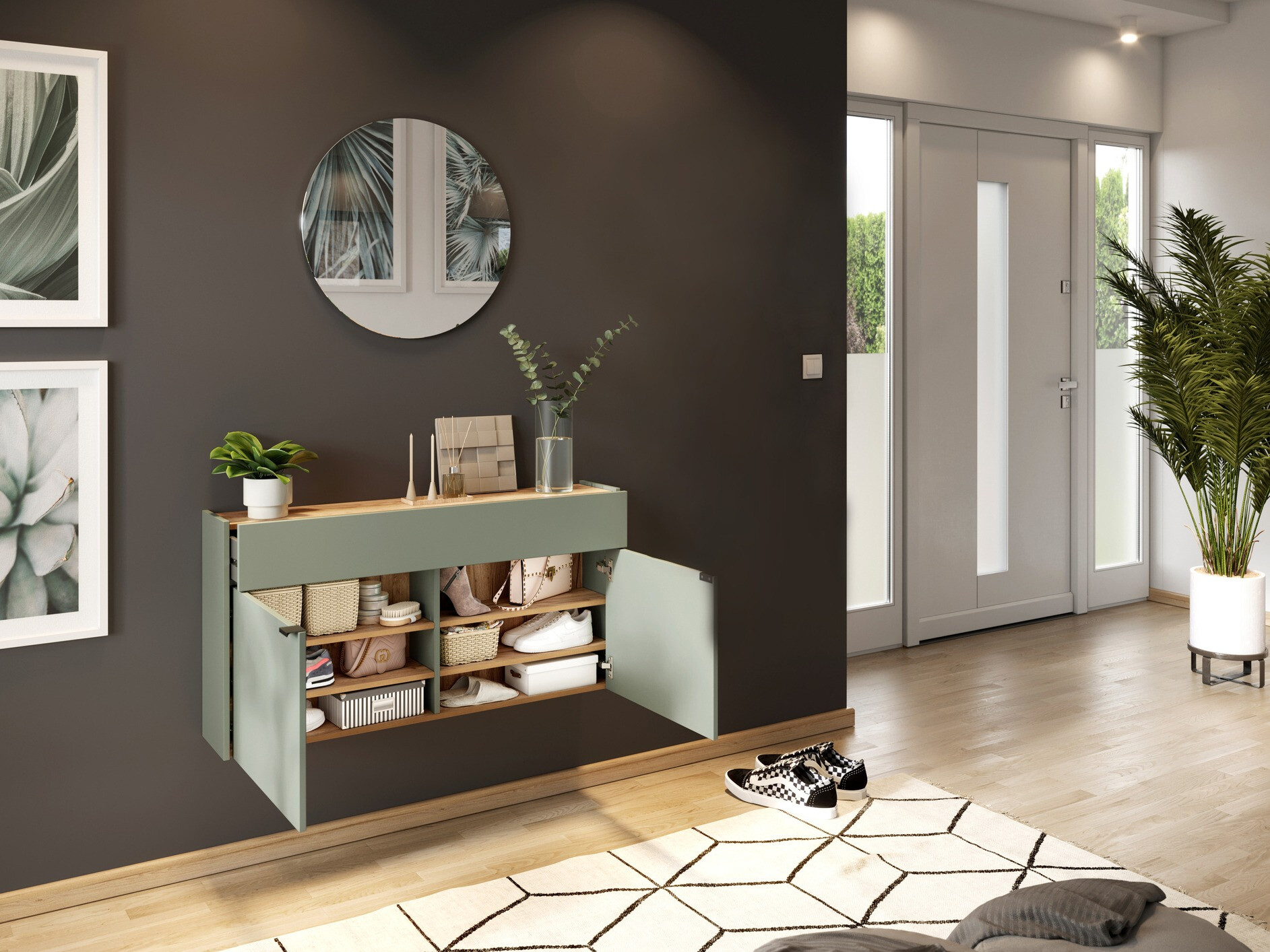 Esikukomplekt Cirsale 106 (Tolmune roheline + Navarra tamm)