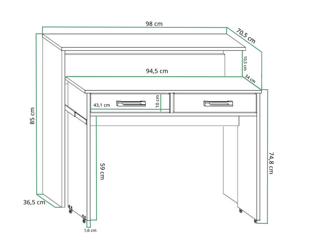 Kirjutuslaud Gilroy 103 (Valge)