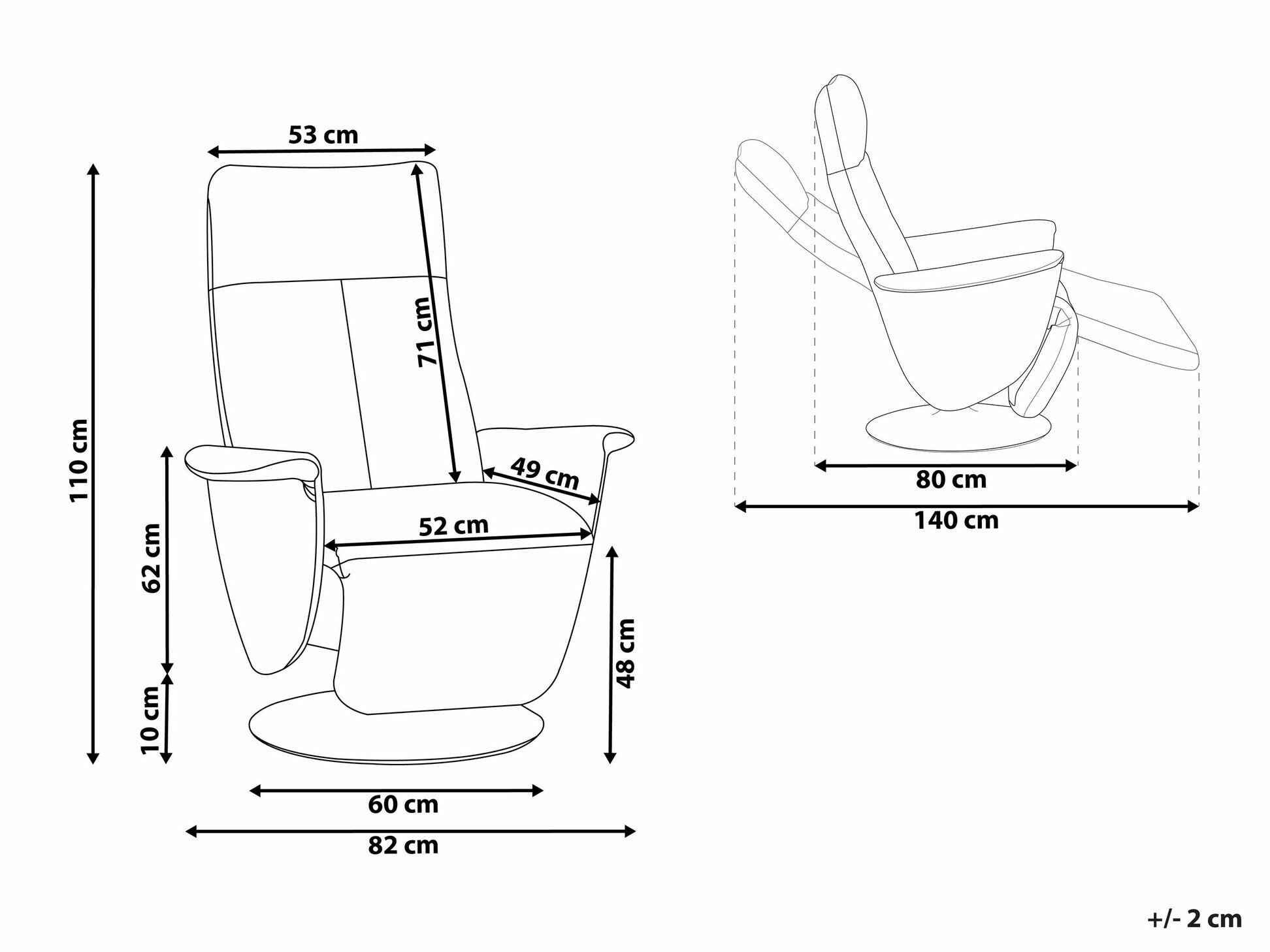 Tugitool recliner Berwyn 1313 (Valge)