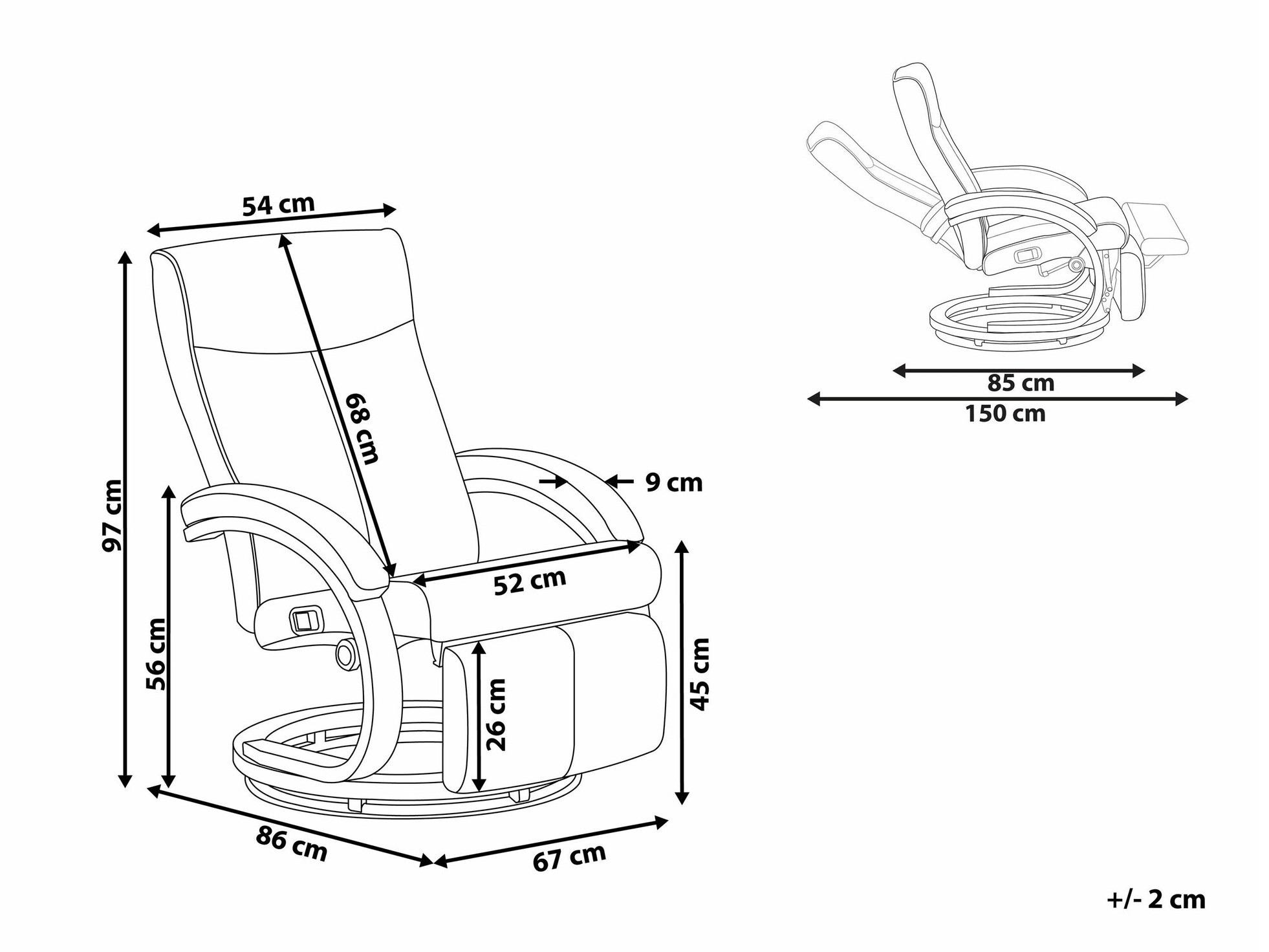 Tugitool recliner Berwyn 1326 (Valge)
