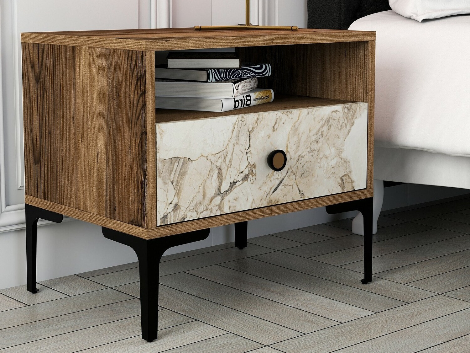 Öökapp Kailua 1516 (Pähkel + Valge marmor)