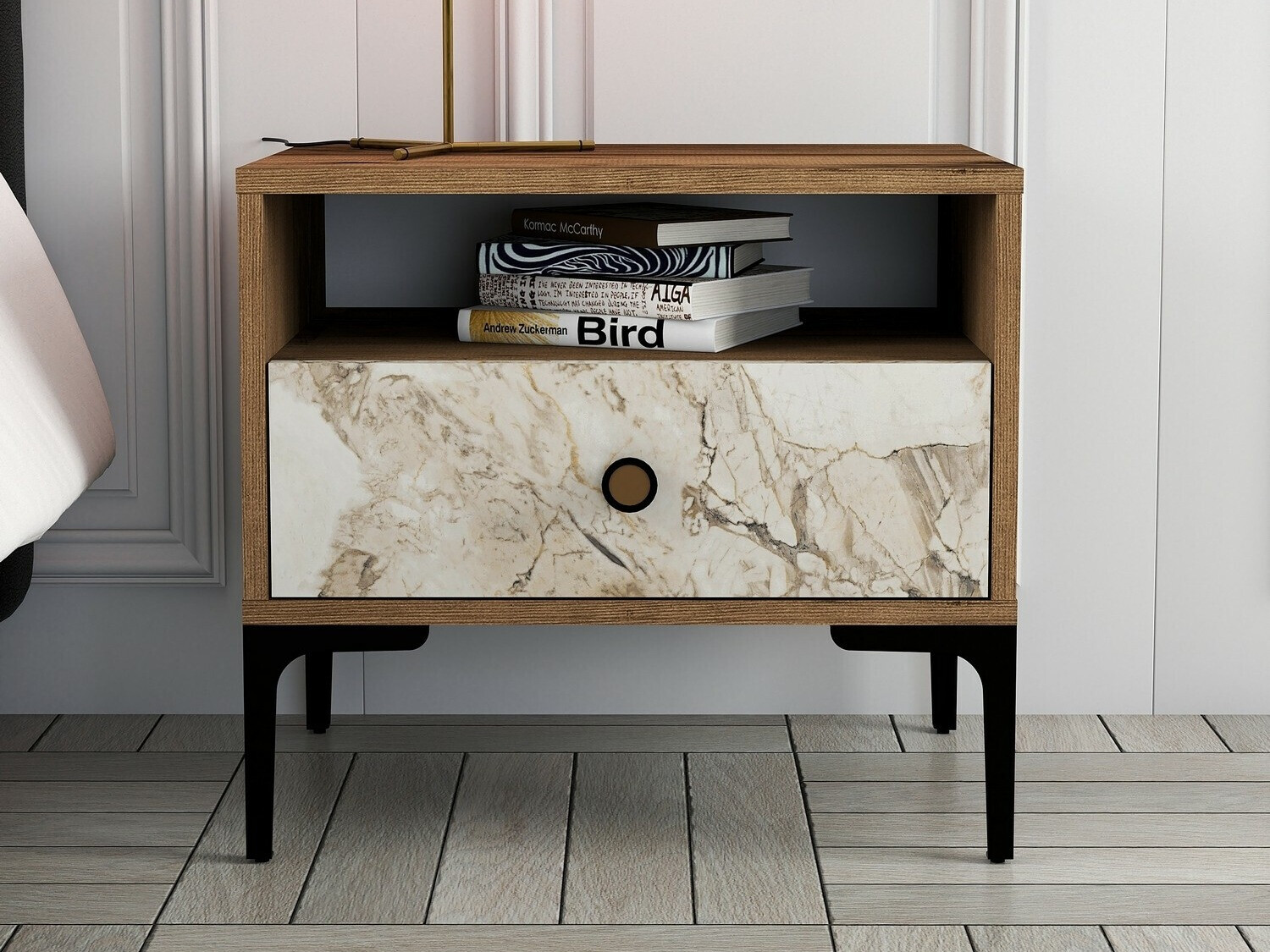 Öökapp Kailua 1516 (Pähkel + Valge marmor)