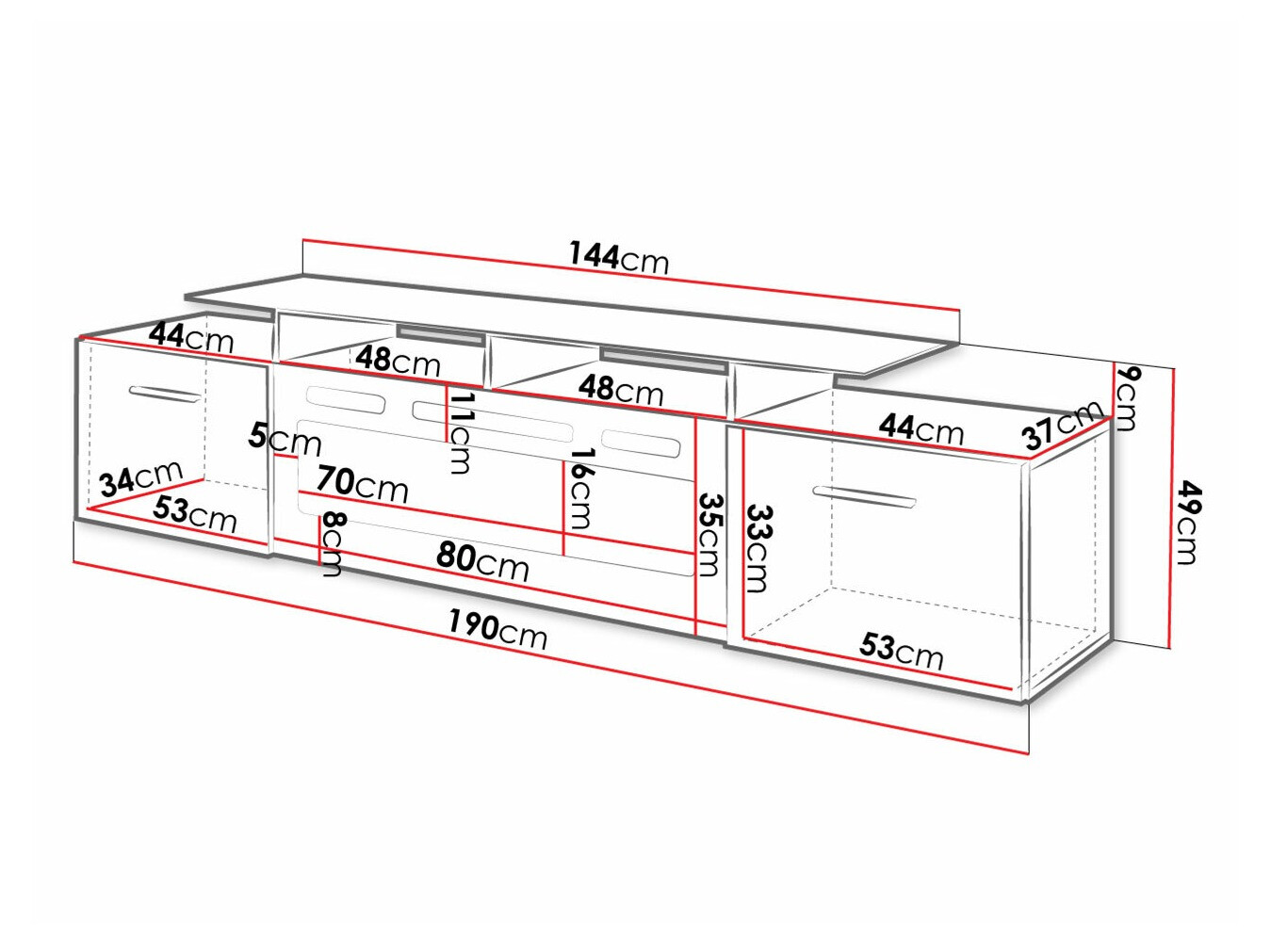 TV-alus Numerus (Must + Läikiv must)