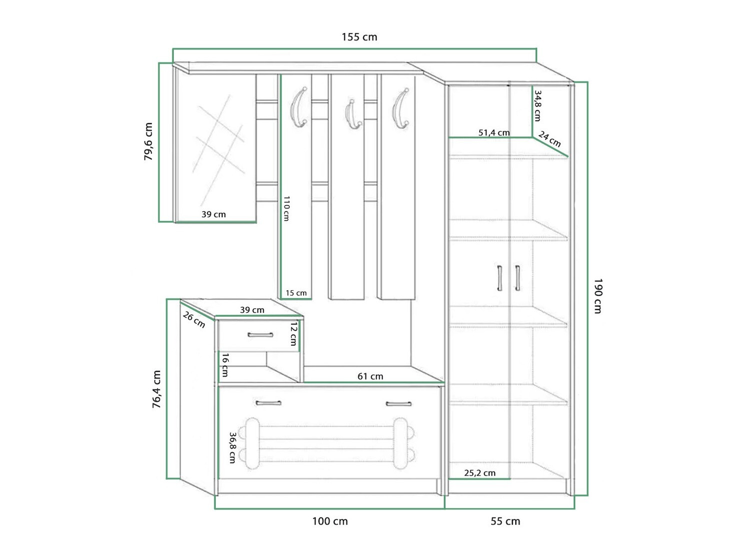 Esikukomplekt Gilroy 106 (Sonoma tamm + Valge)