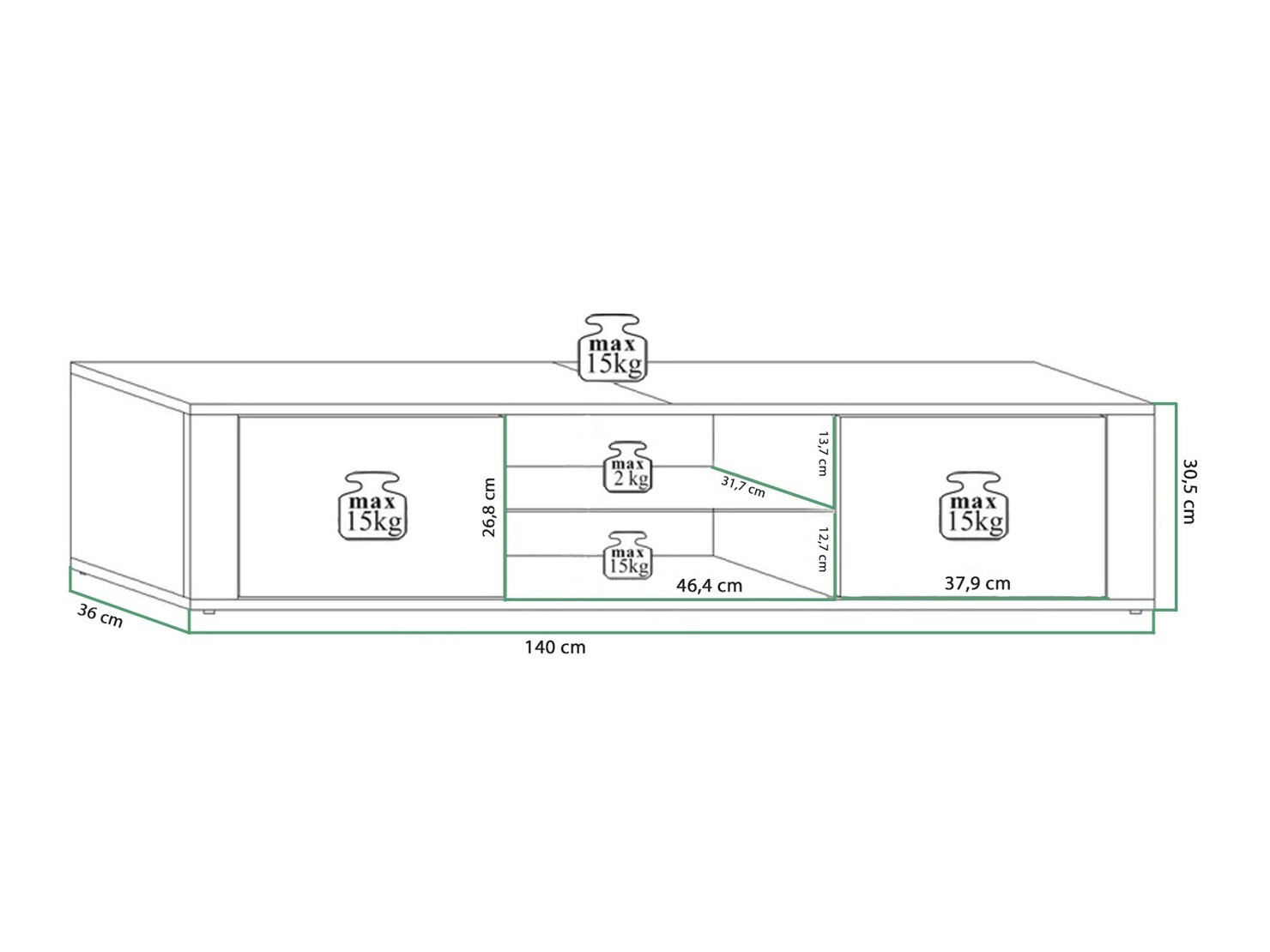 TV-alus Gilroy 107 (Sonoma tamm + Läikiv valge)