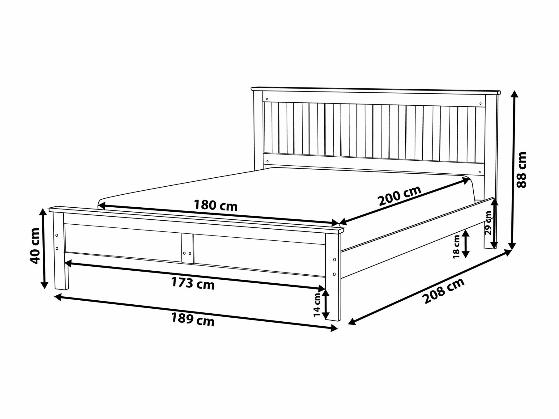 Voodi Berwyn 600 (Valge)