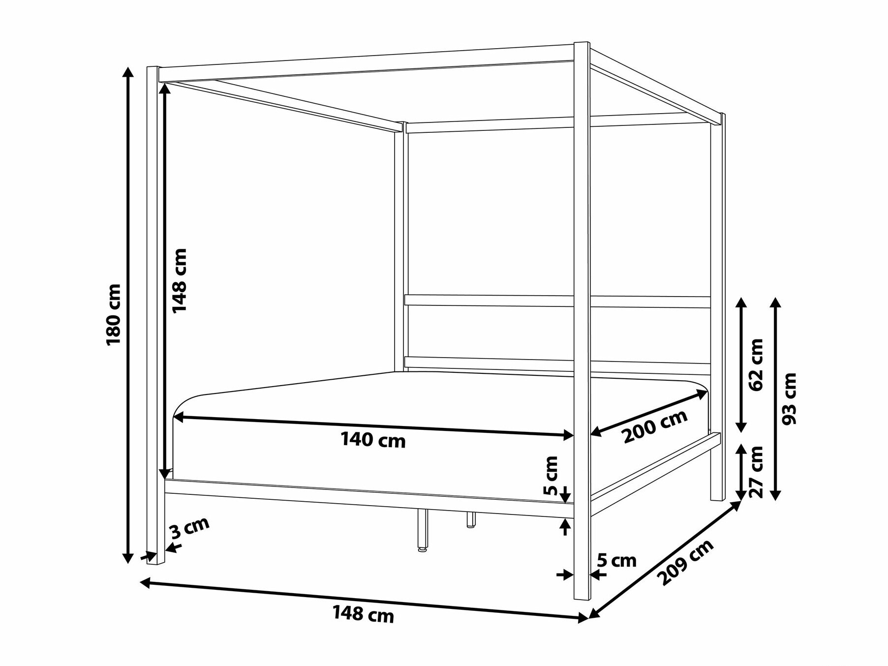 Voodi Berwyn 1586 (Valge)
