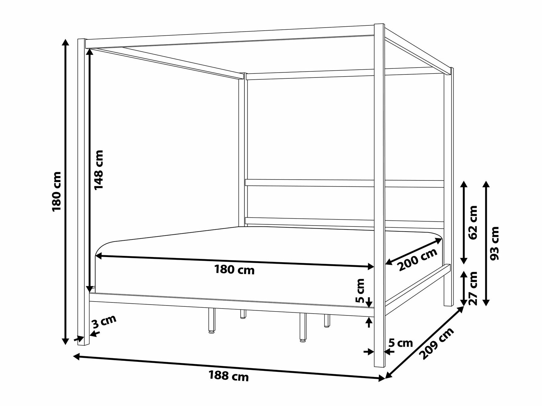 Voodi Berwyn 1586 (Valge)
