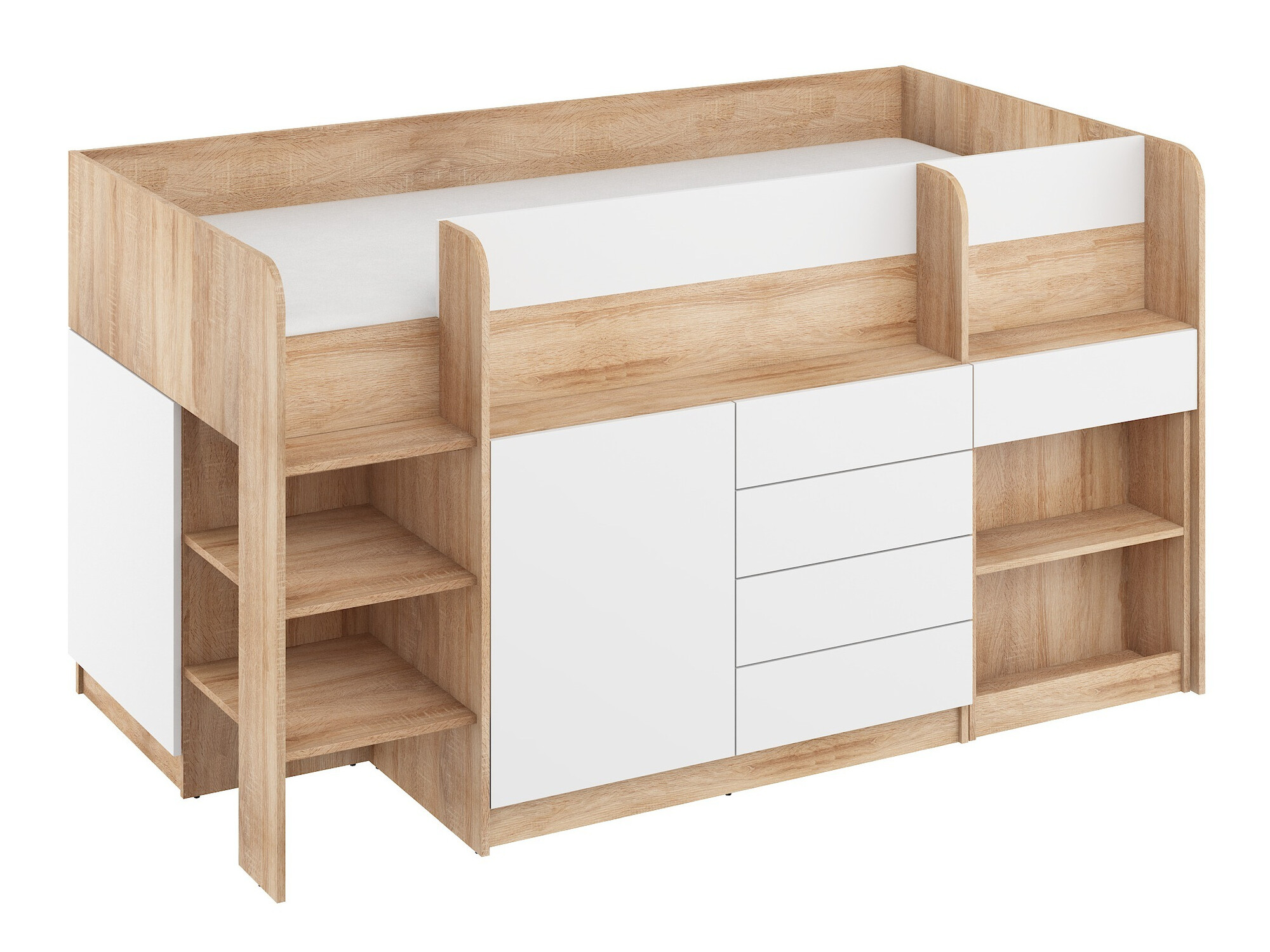 Kõrge voodi Gilroy 116 (Sonoma tamm + Valge)