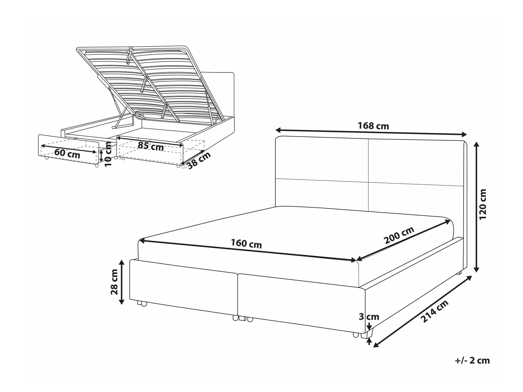 Voodi Berwyn 1615 (Must)