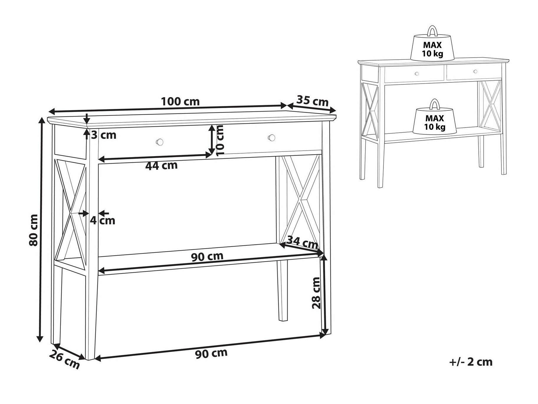 Konsoollaud Berwyn 1642 (Must)