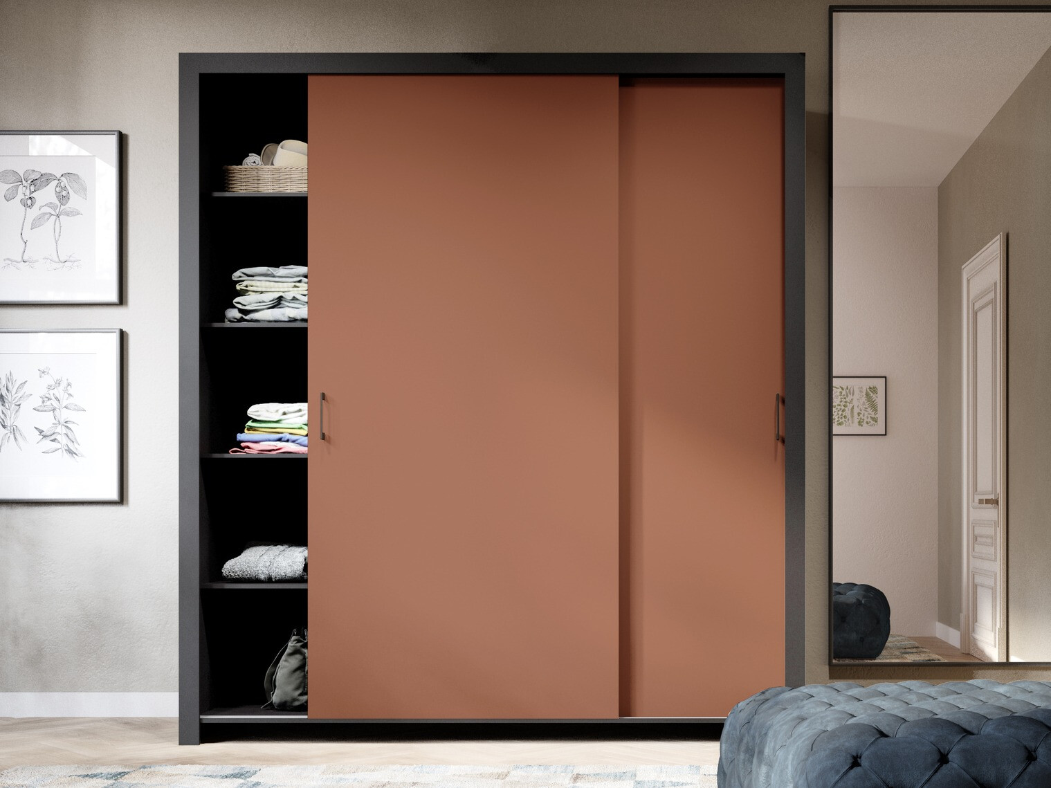 Riidekapp Murrieta 192 (Must + Pruun)