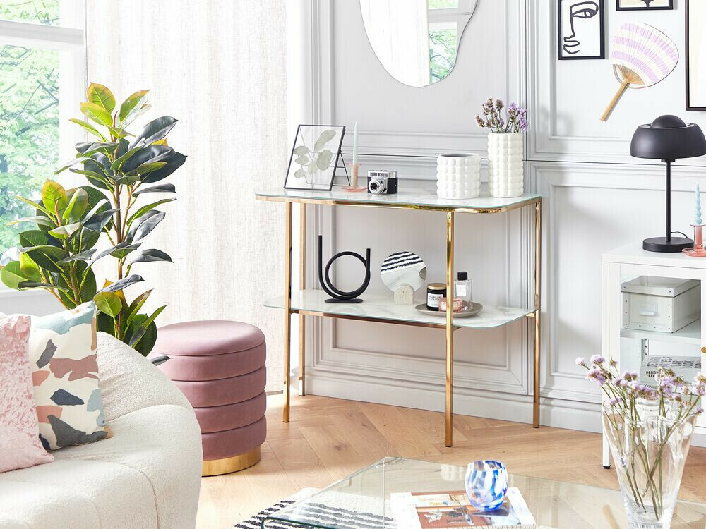 Konsoollaud Berwyn 1669 (Kuldne + Valge marmor)