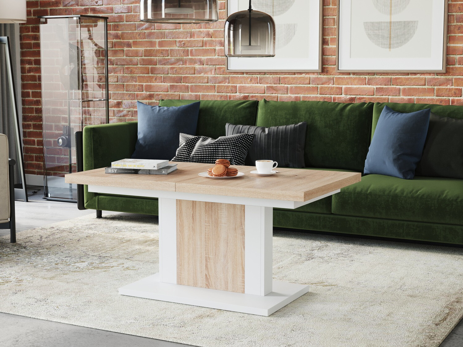 Transformer diivanilaud Glendale 103 (Sonoma tamm + Valge)