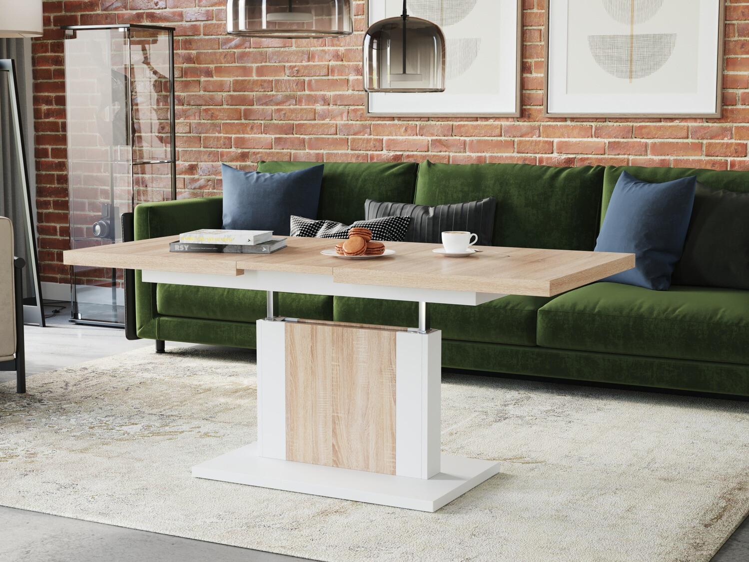 Transformer diivanilaud Glendale 103 (Sonoma tamm + Valge)