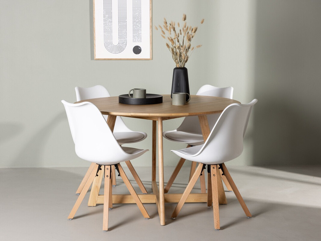 Söögitoakomplekt Dallas 4323 (Valge + Ere puit)