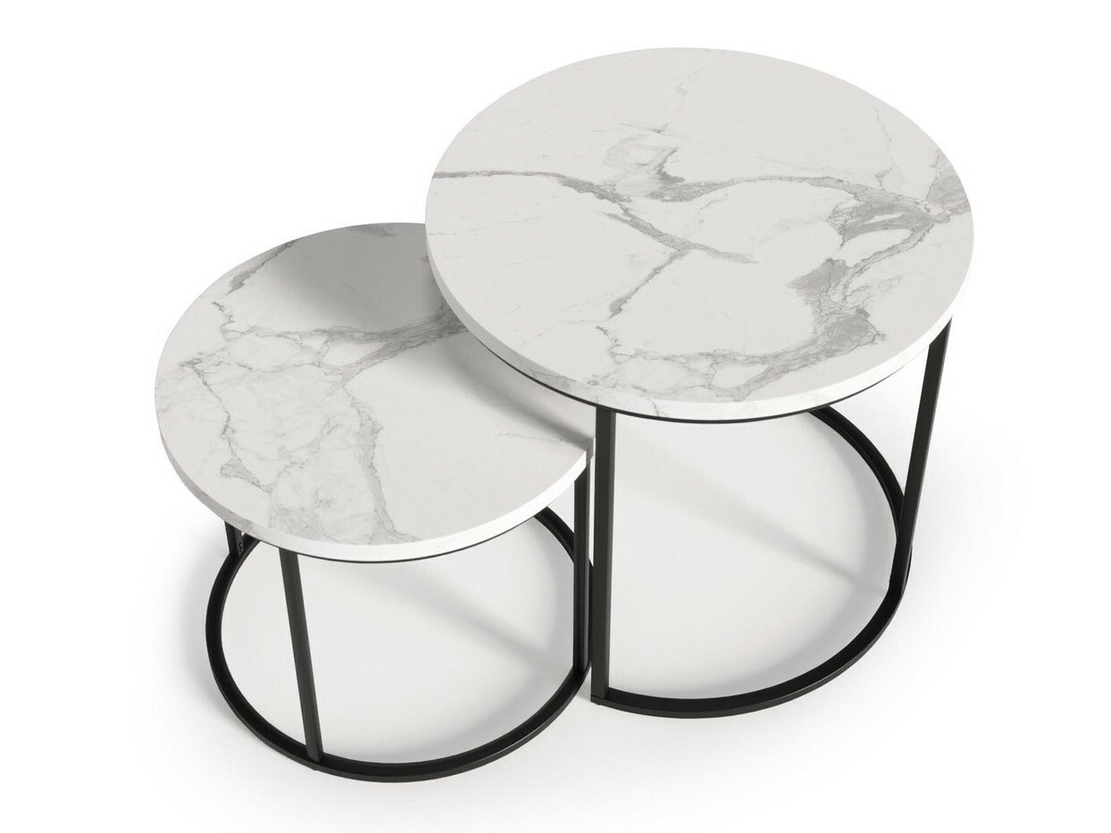 Diivanilaudade komplekt Houston 951 (Valge marmor + Must)