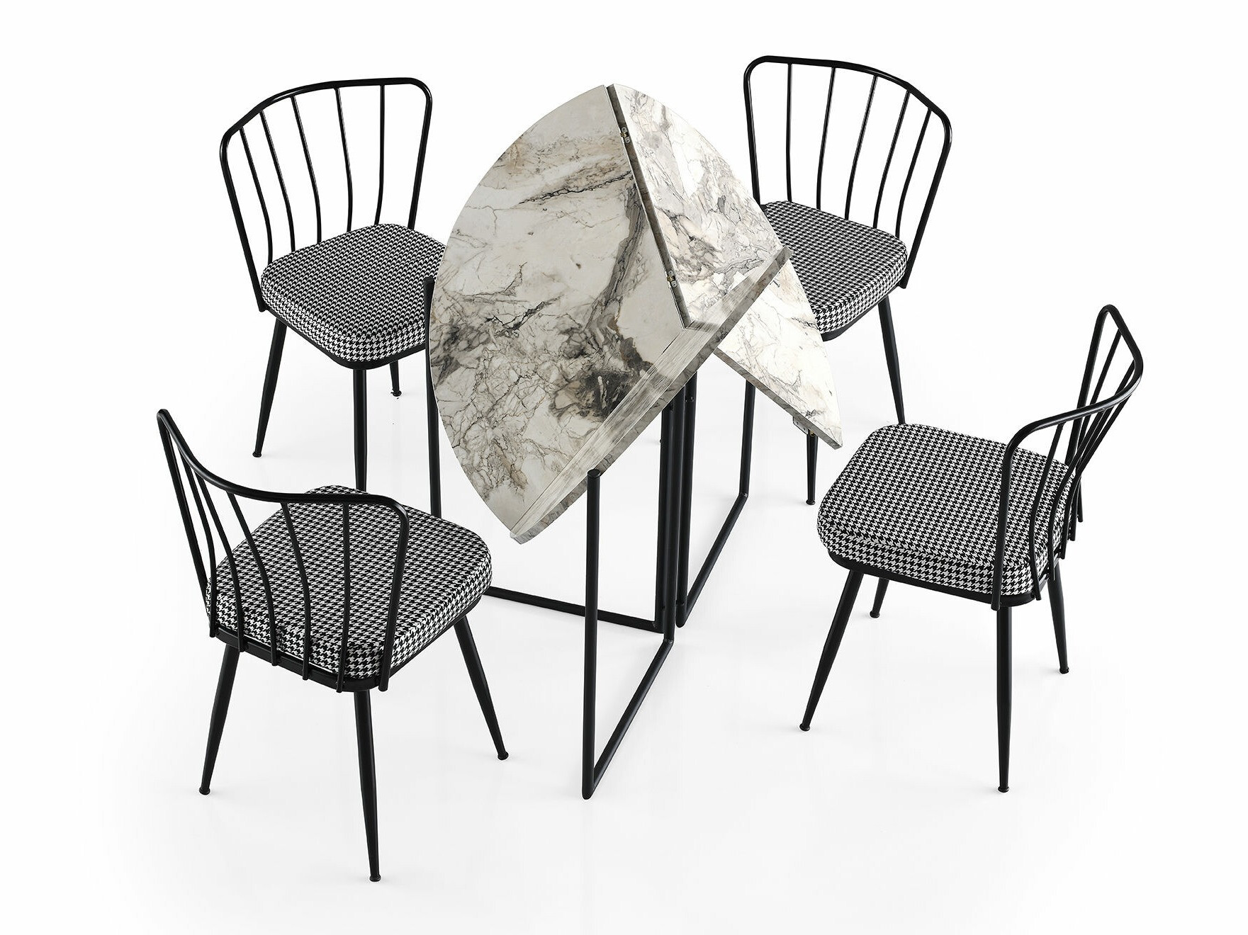 Kokkupandav laud Kailua 424 (Valge marmor + Must)