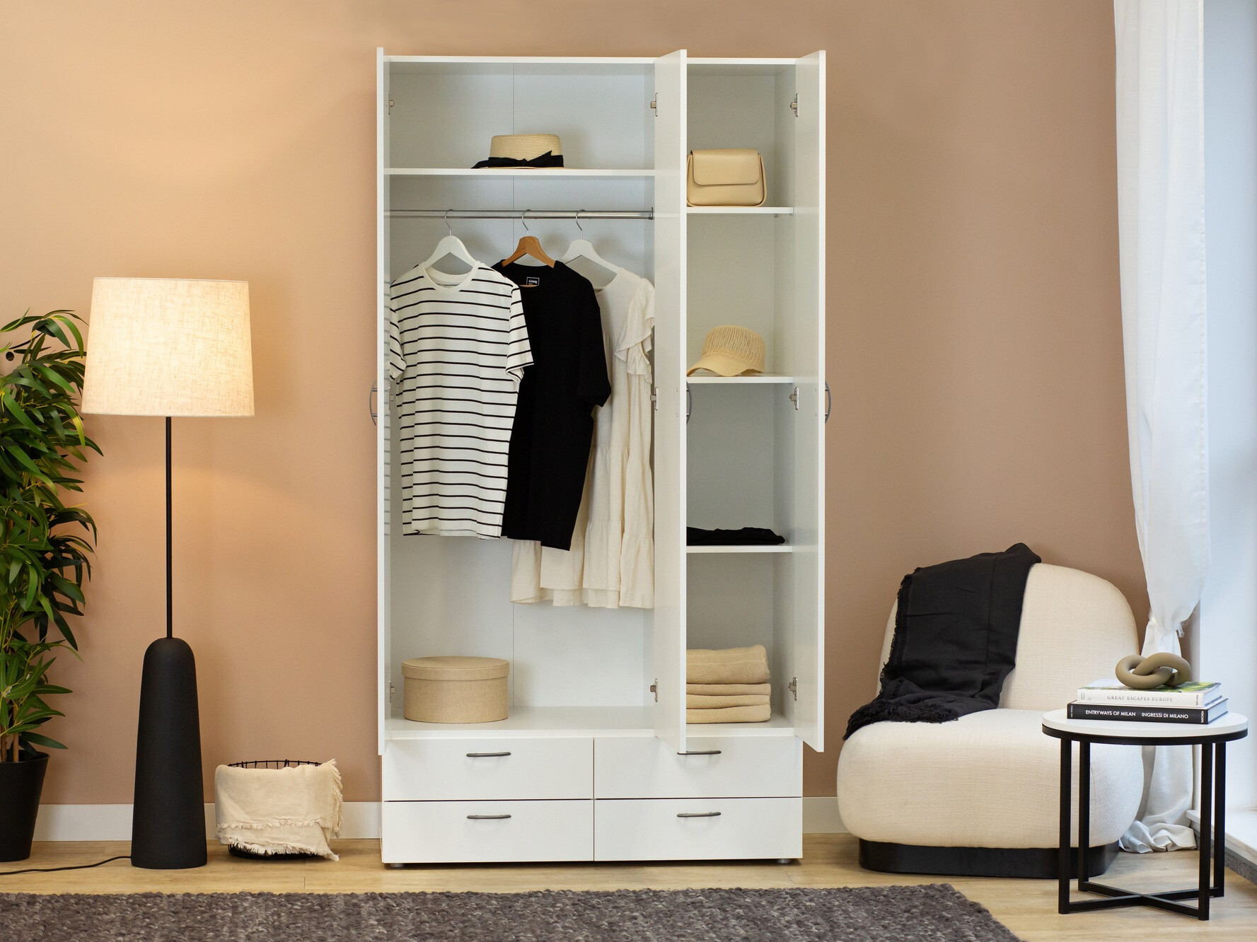 Riidekapp Bristol 188 (Valge)