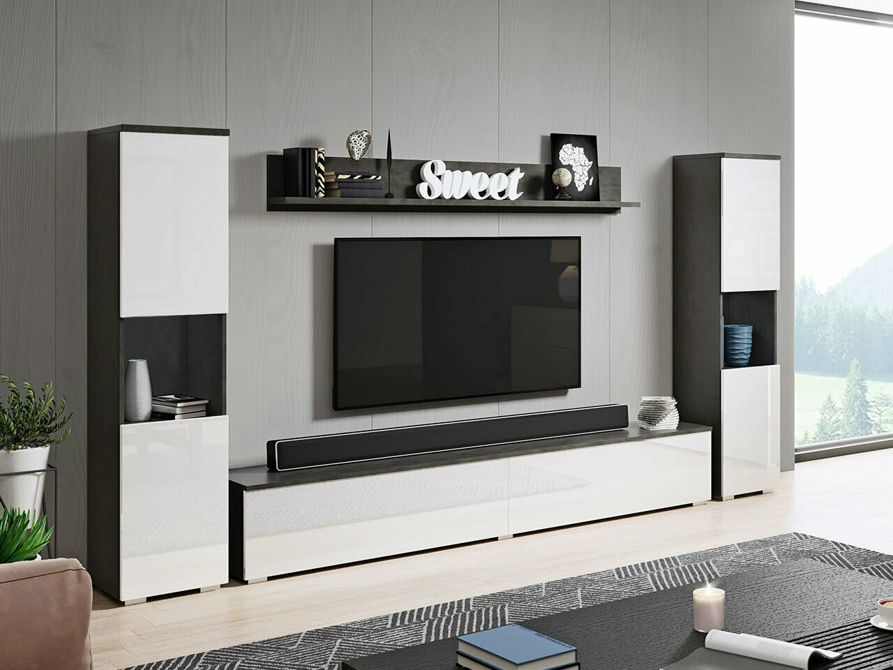Elutoa komplekt Sarasota 131 (Tumehall + Läikiv valge)
