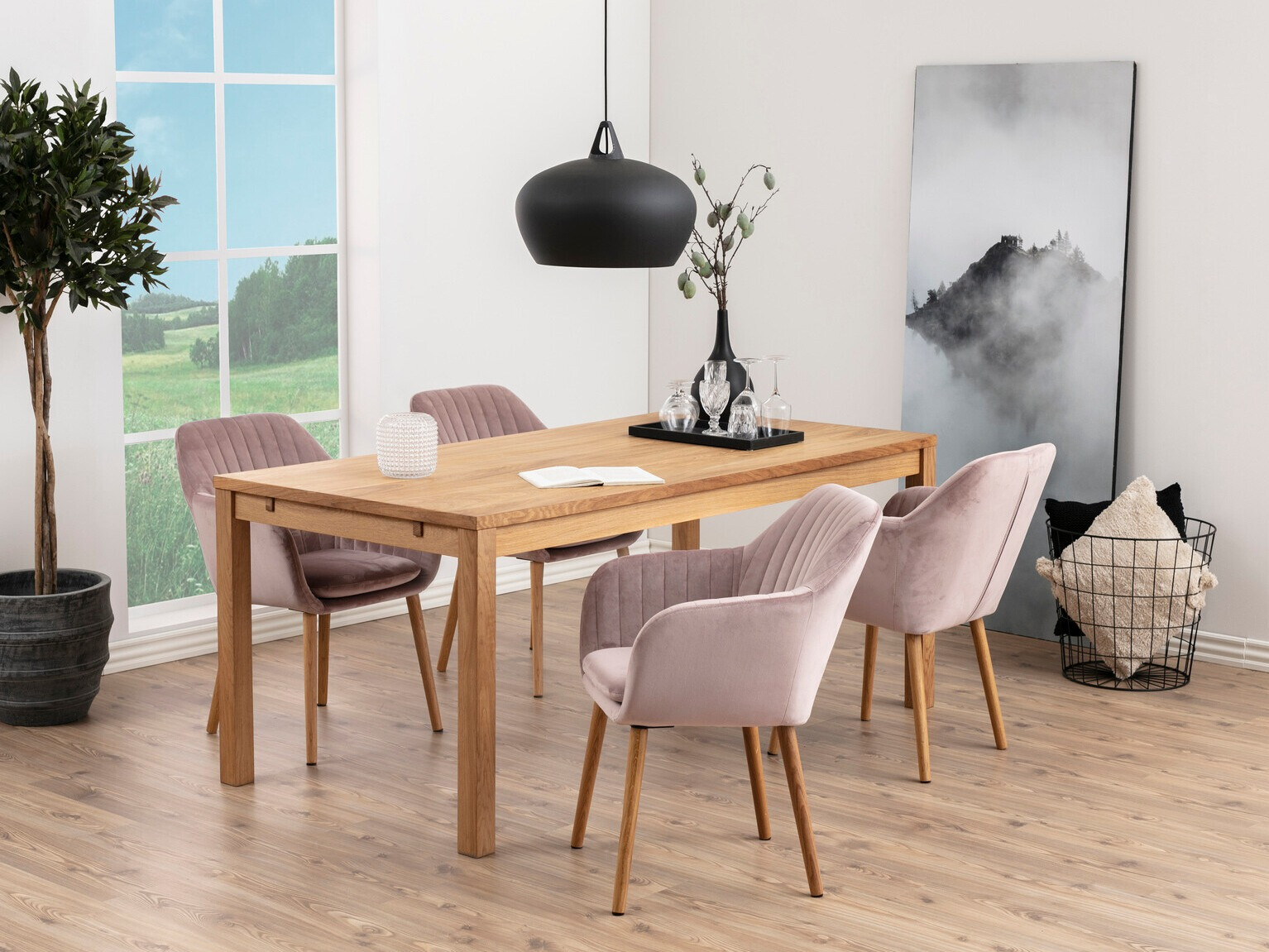 Söögitoakomplekt Norsica Daltea 114 (Dusty roosa + Ere puit)