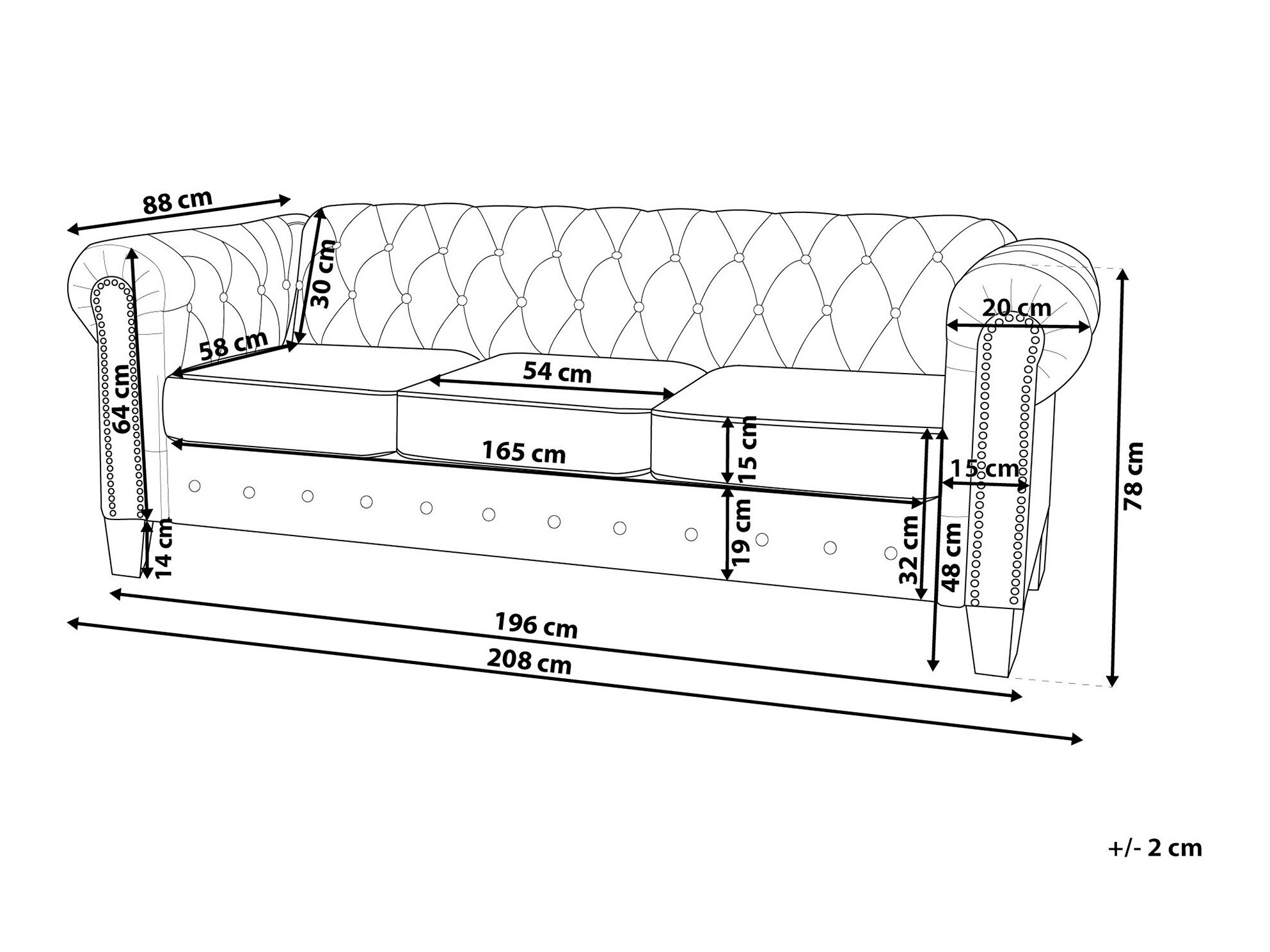 Chesterfield diivan Cirdoro 114