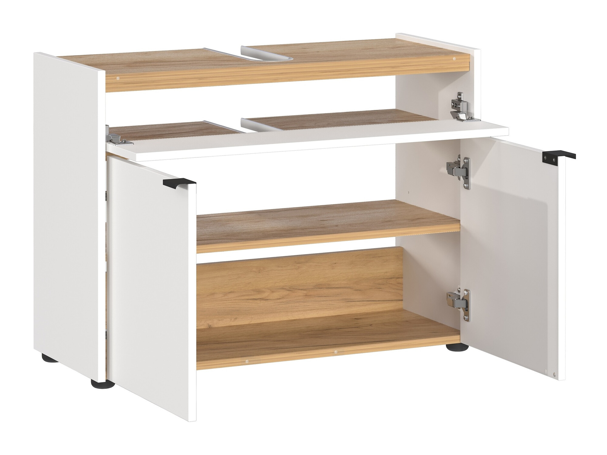 Vannitoa põrandakapp kraanikausile Ventei 100 (Valge + Navarra tamm)