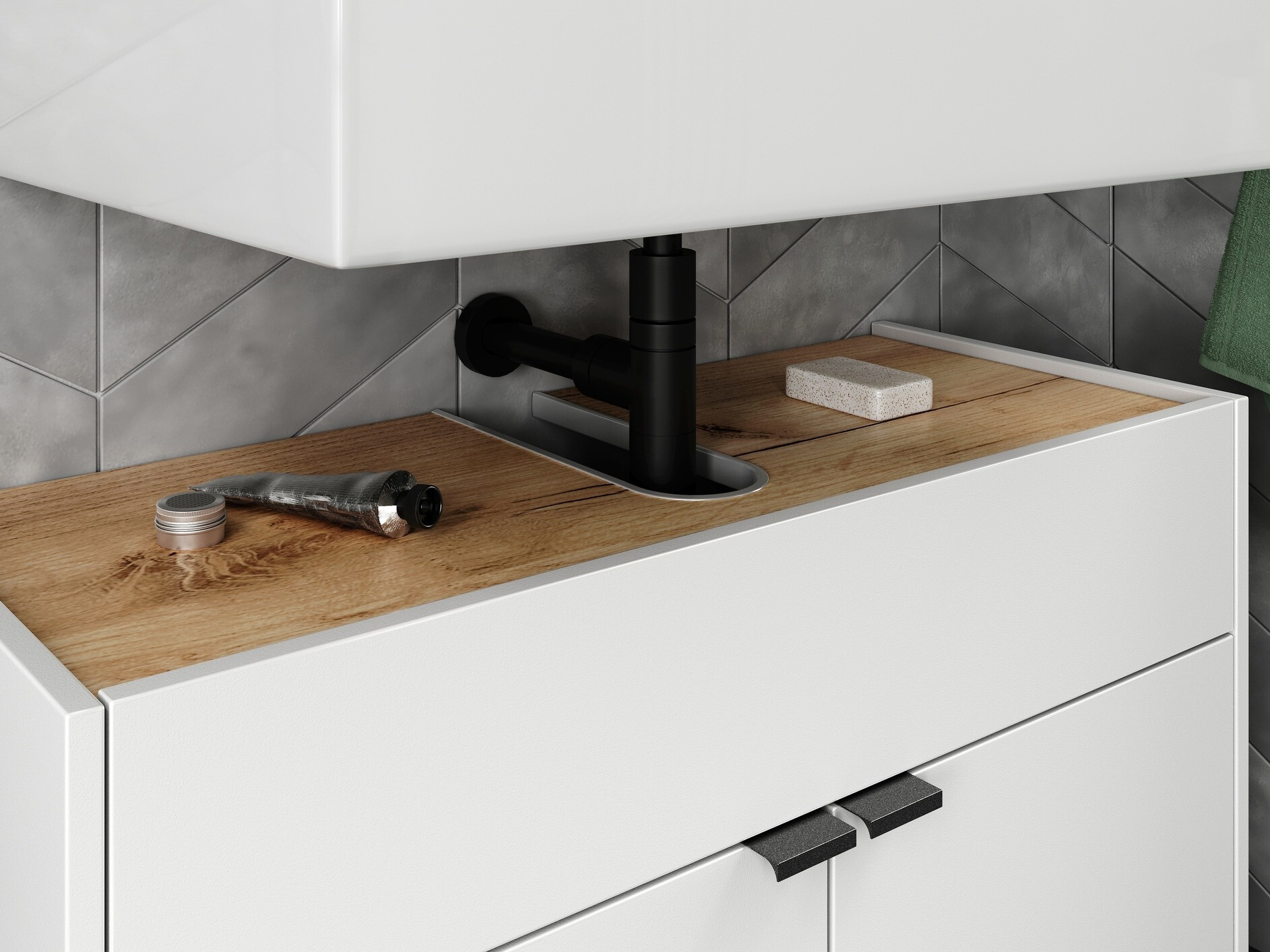 Vannitoa põrandakapp kraanikausile Ventei 100 (Valge + Navarra tamm)