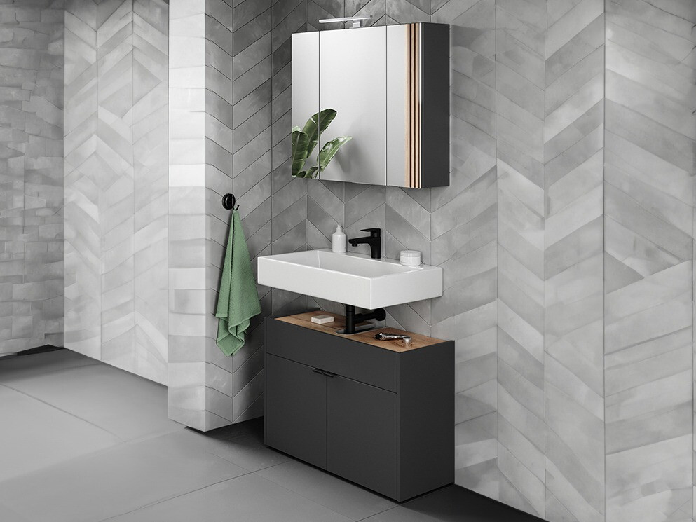 Vannitoakomplekt Ventei 104 (Grafiit + Navarra tamm)