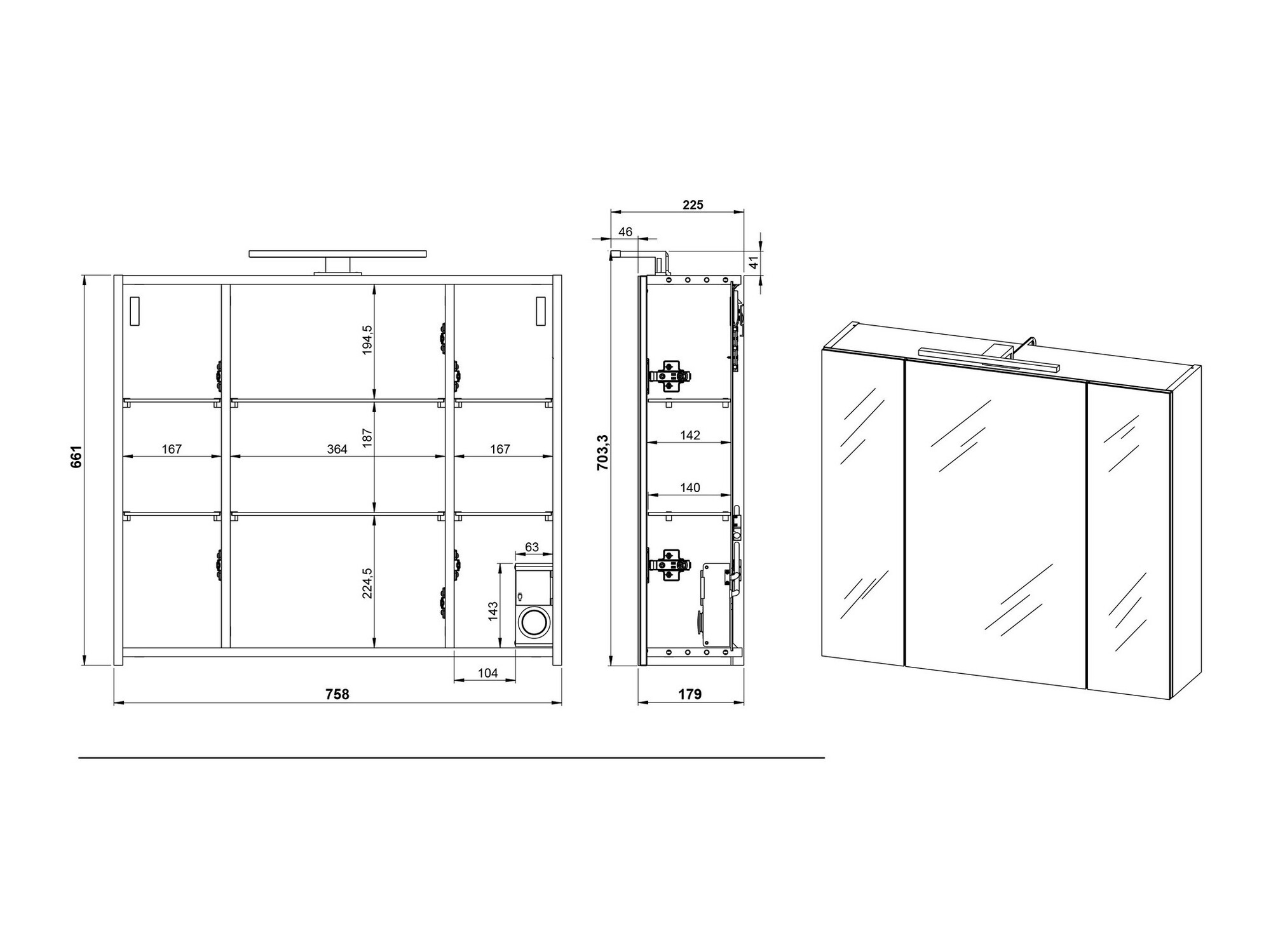 Vannitoakomplekt Ventei 104 (Valge + Navarra tamm)
