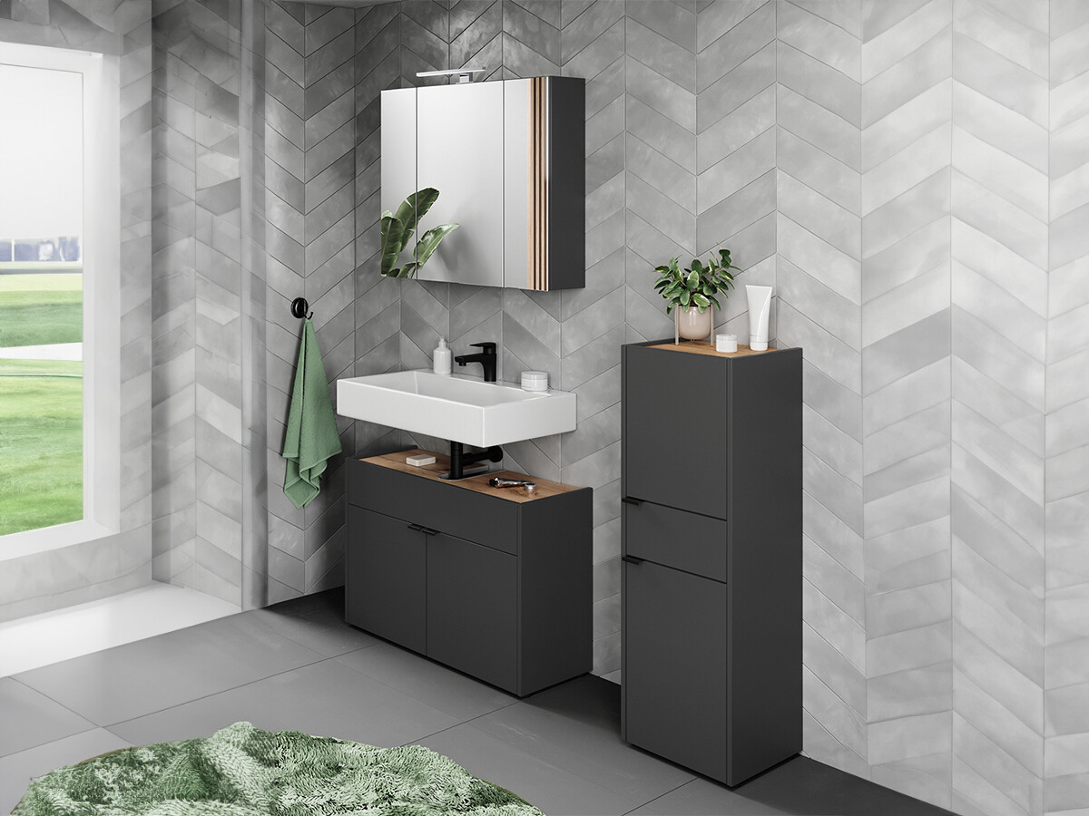 Vannitoakomplekt Ventei 106 (Grafiit + Navarra tamm)