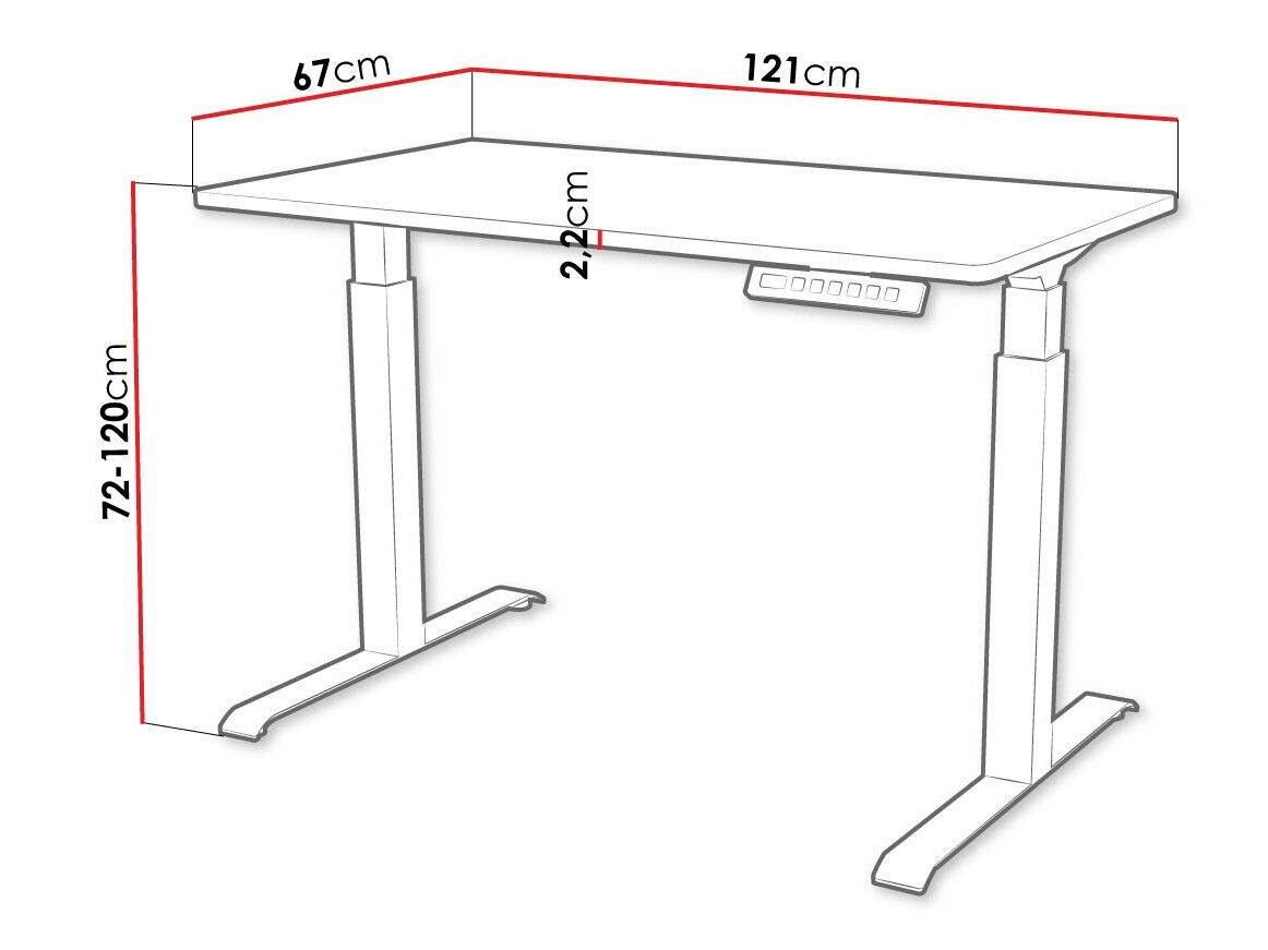 Reguleeritava kõrgusega töölaud Charlotte 194 (Valge + Must)