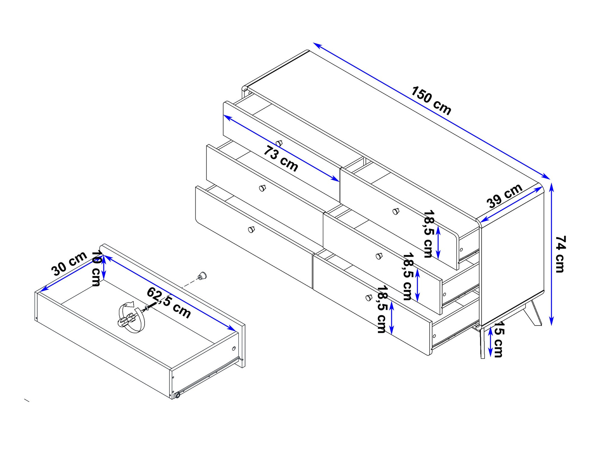 Kummut Elbtena 101 (Valge + Tamm)