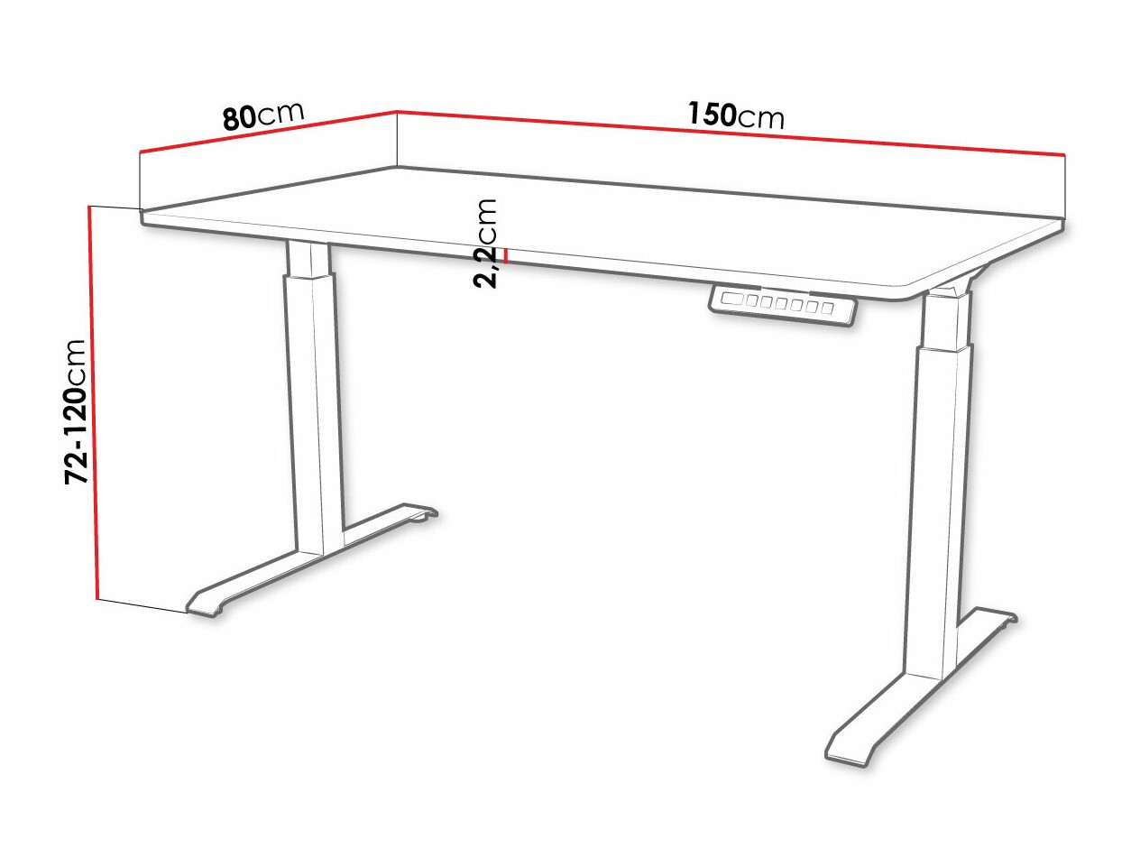 Reguleeritava kõrgusega töölaud Charlotte 195 (Valge + Must)