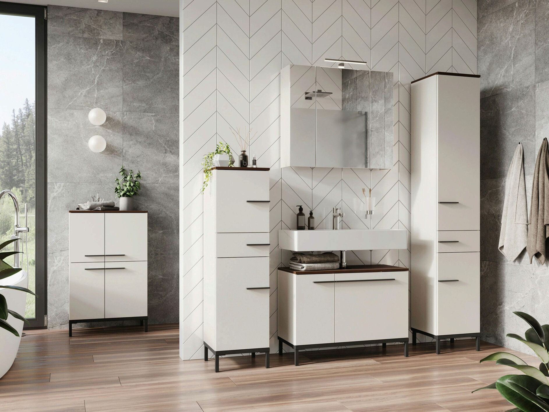 Vannitoakomplekt Ruvlevu 104 (Helehall + Pähkel)