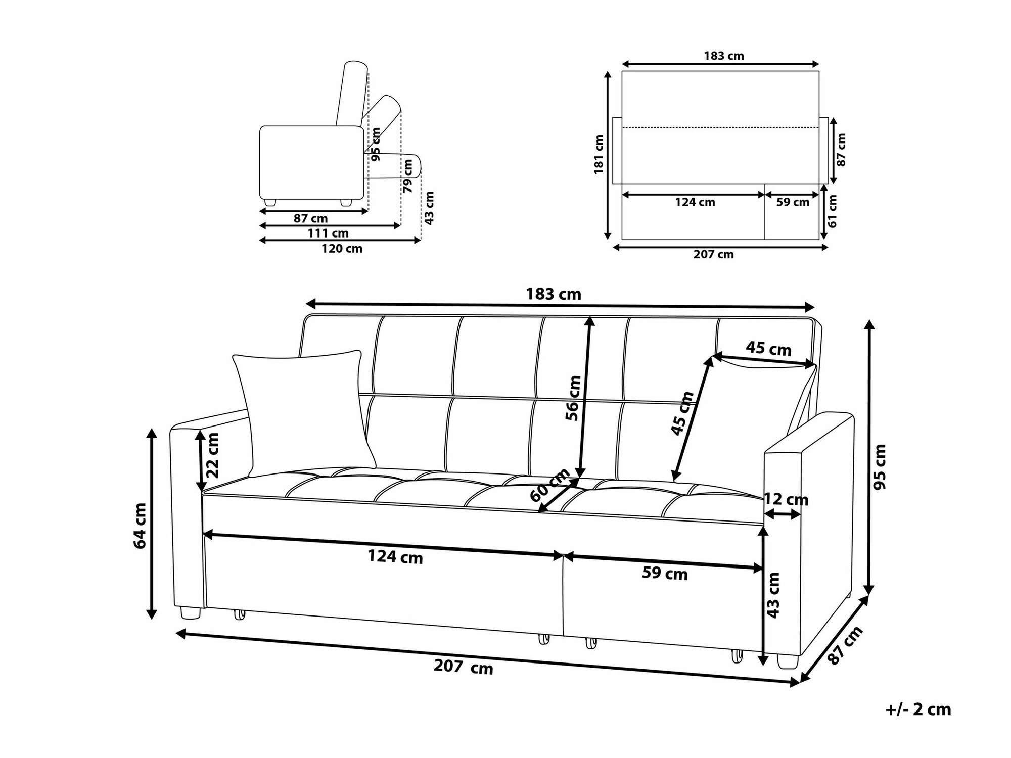 Diivanvoodi Berwyn 1774 (Must)