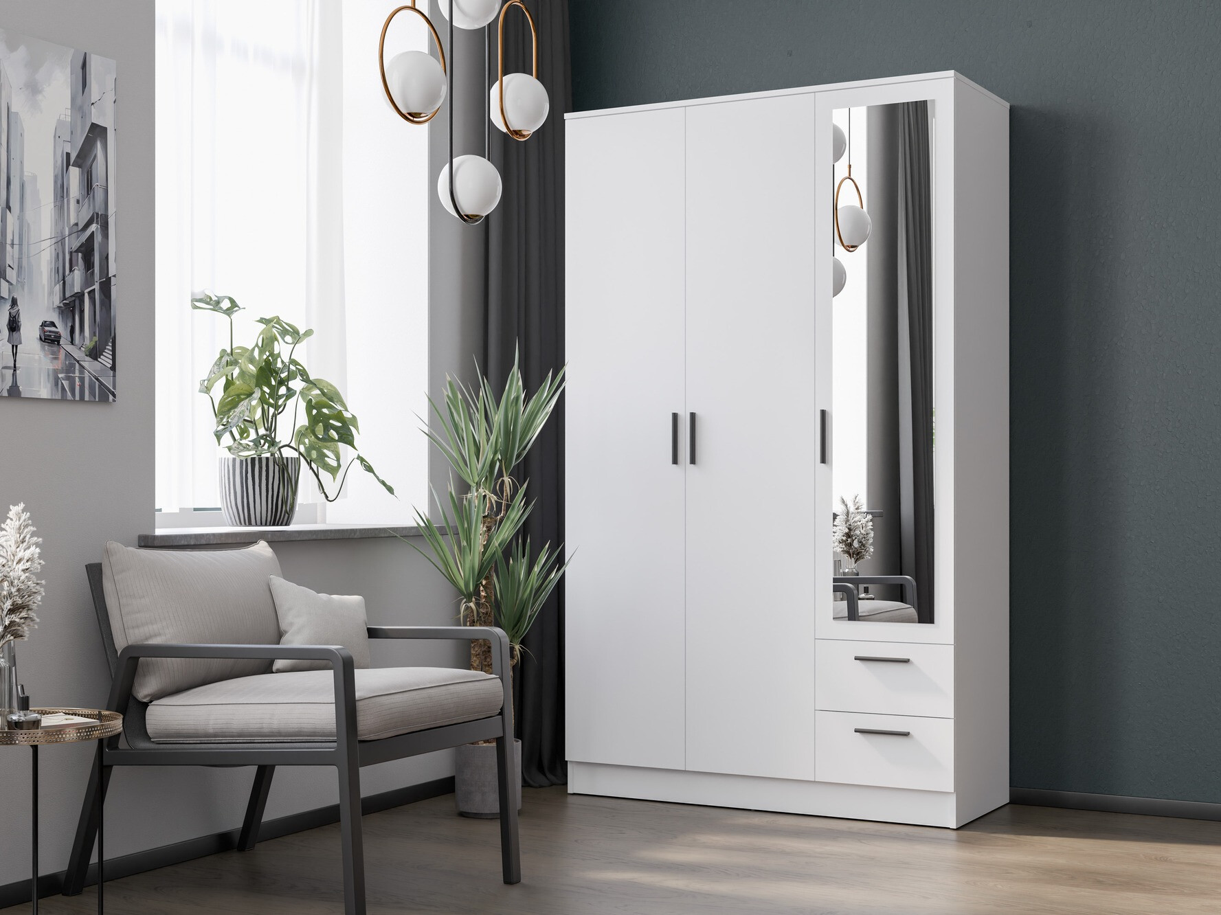 Riidekapp Orlando 222 (Valge)