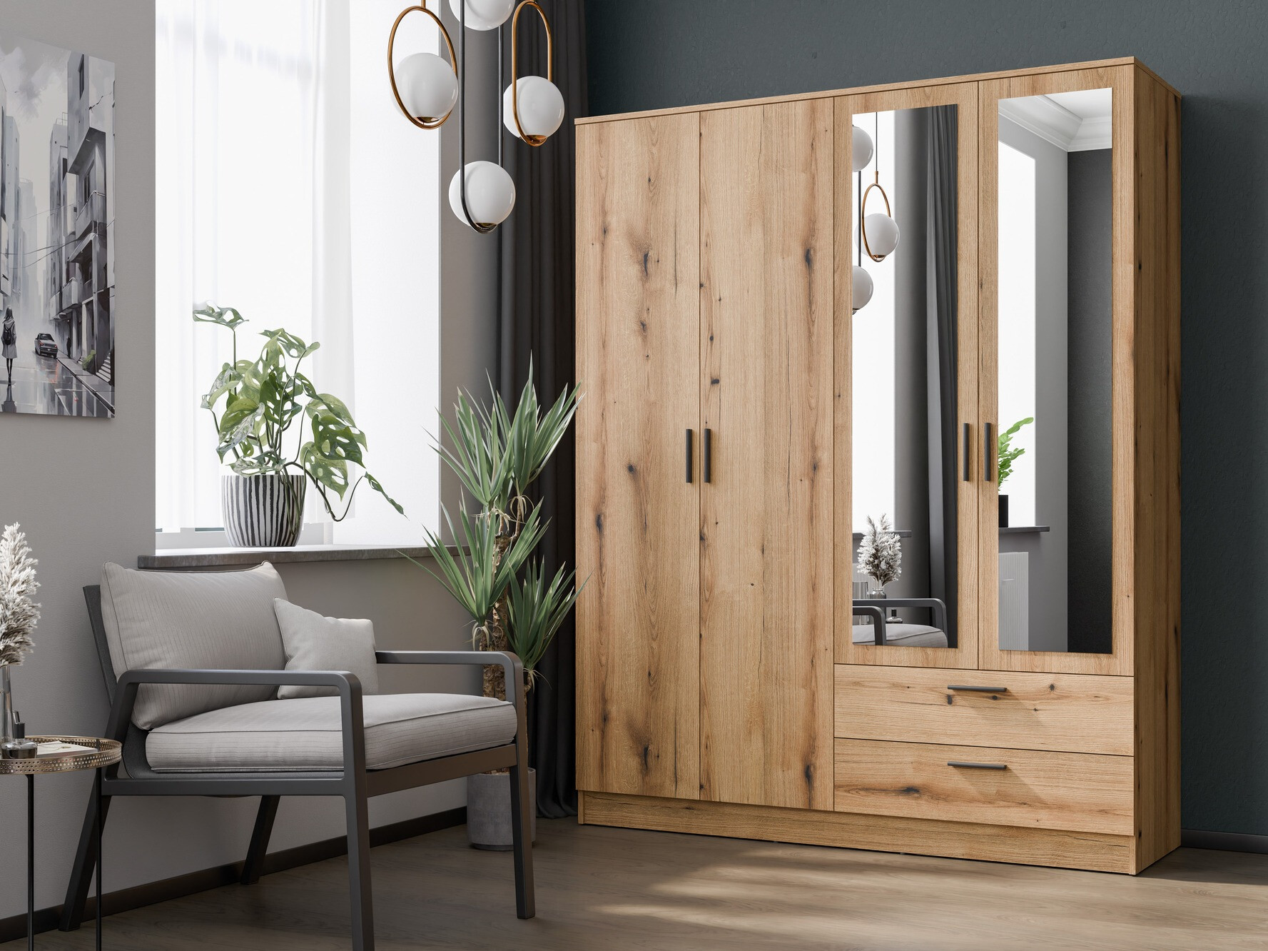 Riidekapp Orlando 223 (Hele tamm)