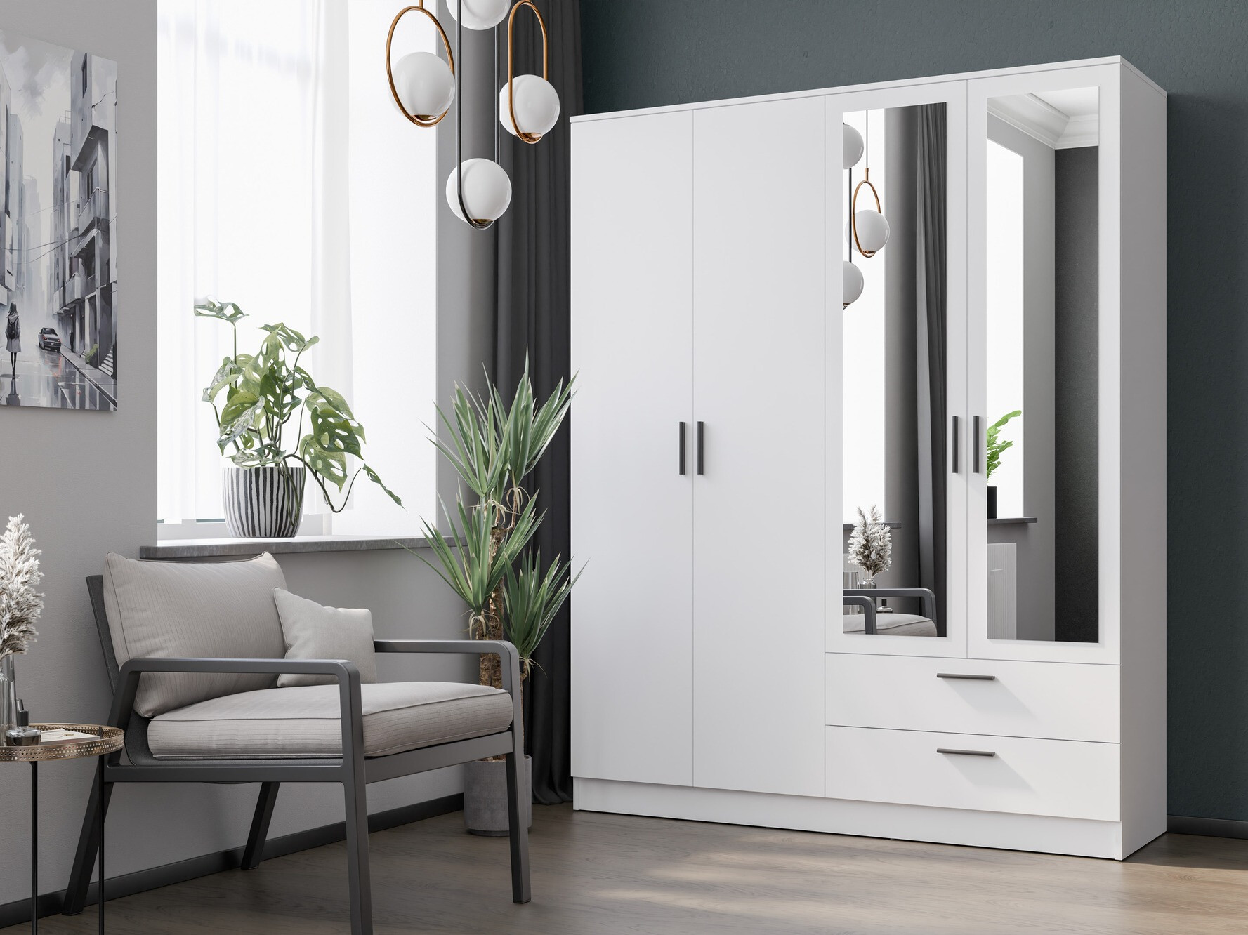 Riidekapp Orlando 223 (Valge)