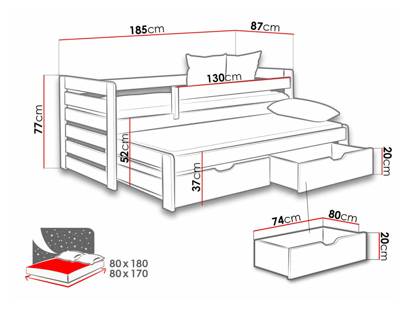 Voodi Henderson 127 (Valge)
