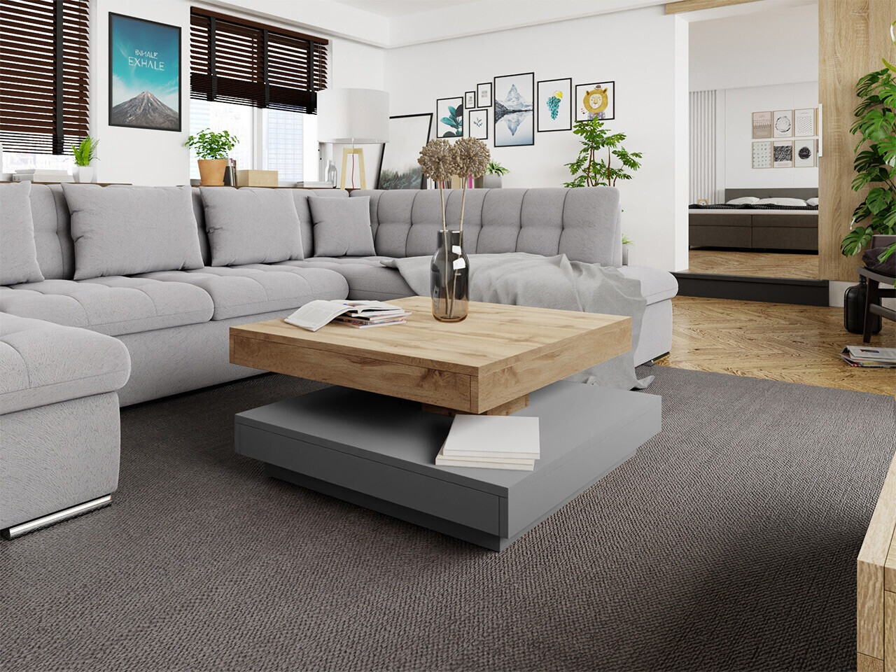 Transformer diivanilaud Comfivo 385 (Grafiit + Wotani tamm)