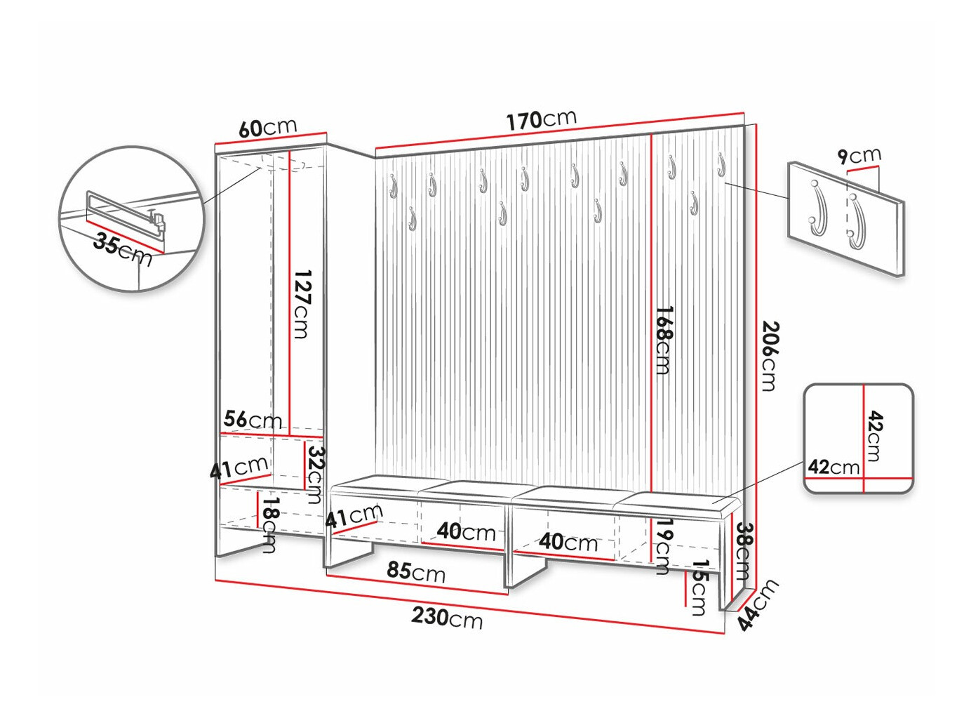 Esikukomplekt Donio VI (Artisan tamm + Manila 02)