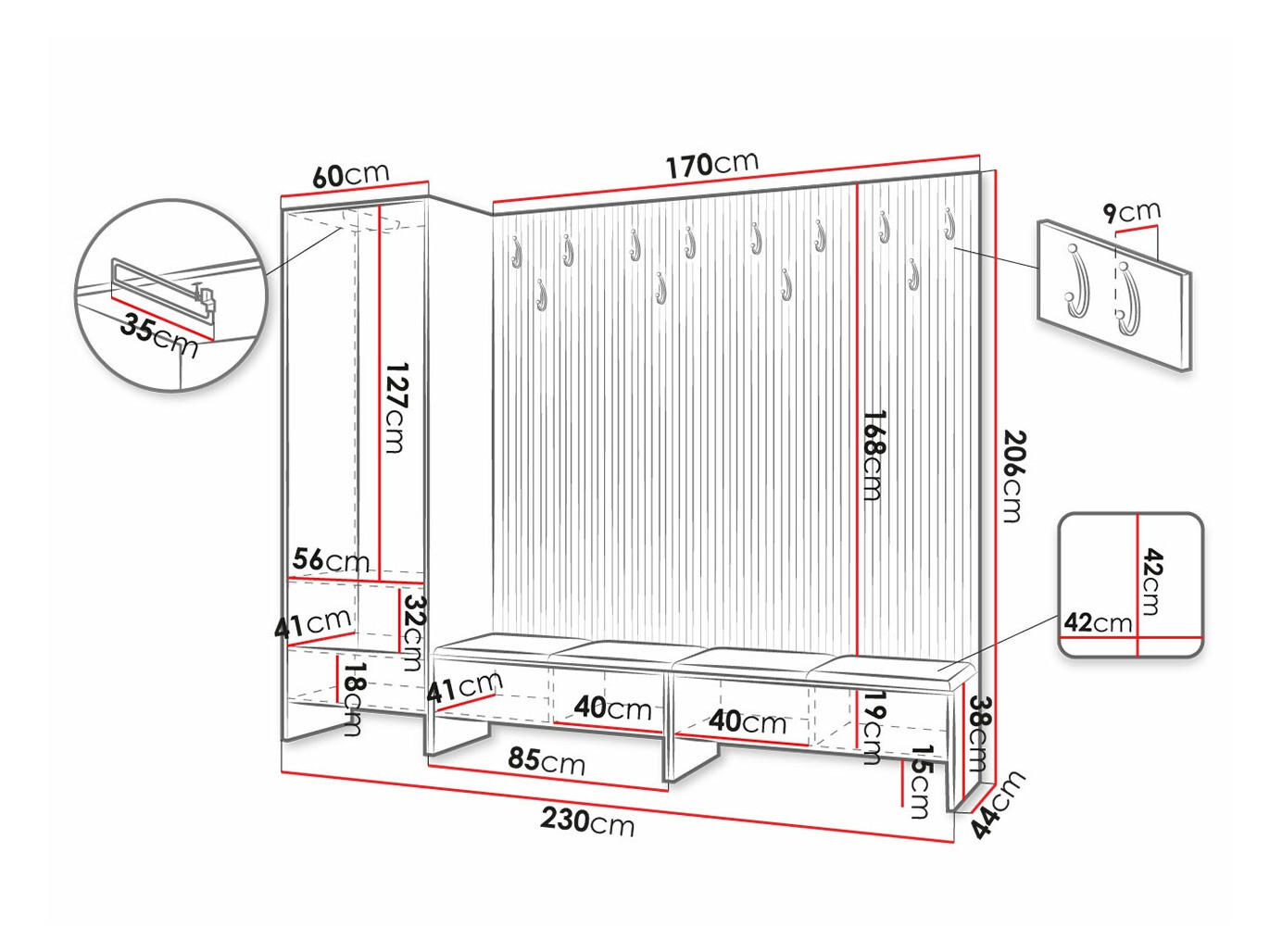 Esikukomplekt Hartford 484 (Artisan tamm + Manila 35)