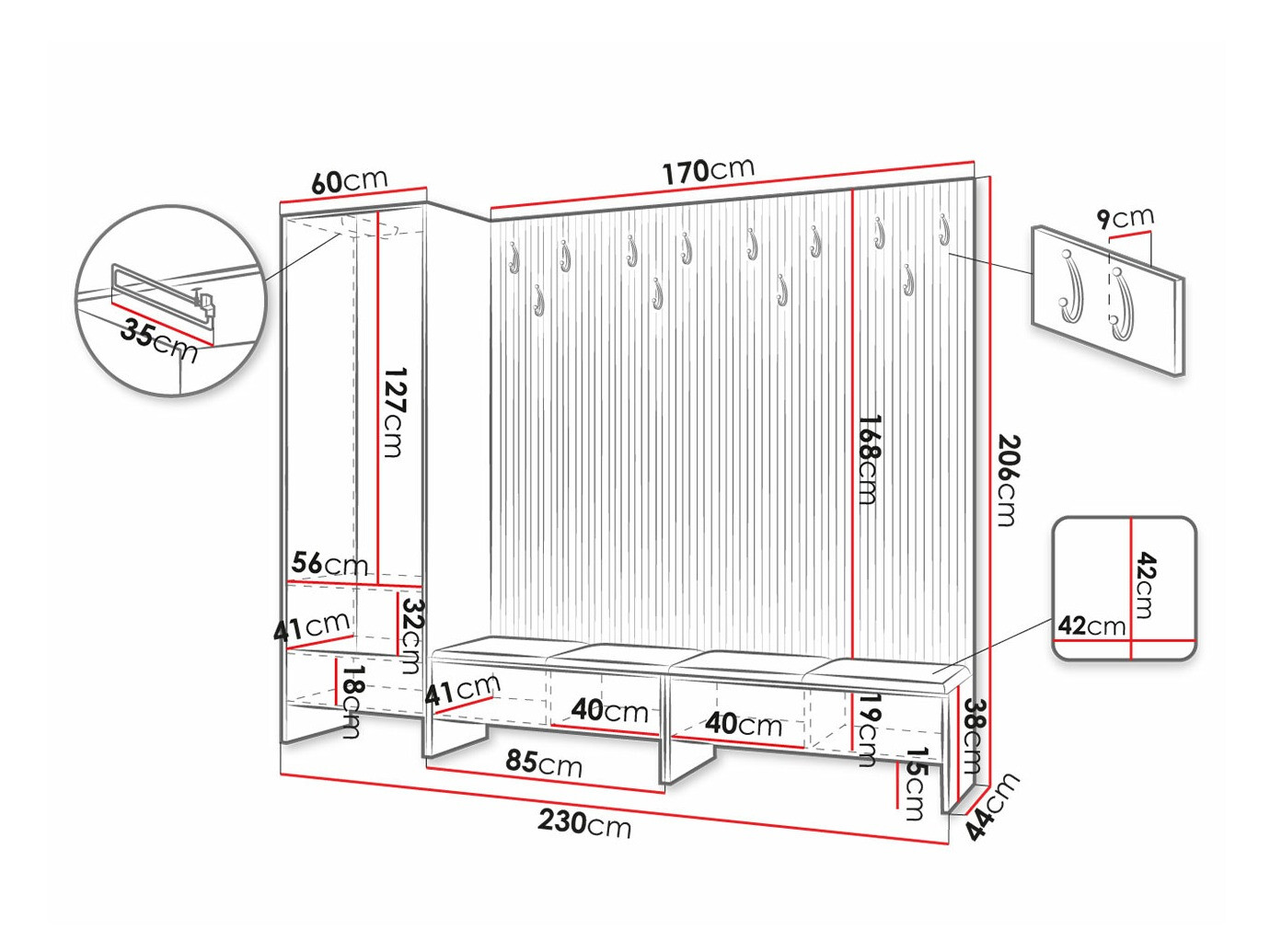 Esikukomplekt Hartford 484 (Artisan tamm + Soft 017)