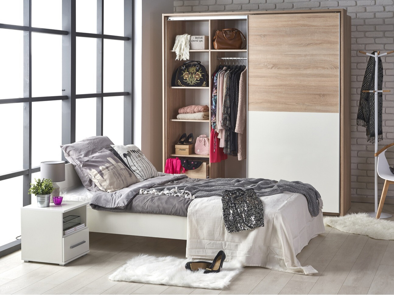 Voodi Cirveso 104 (Valge + Läikiv valge)